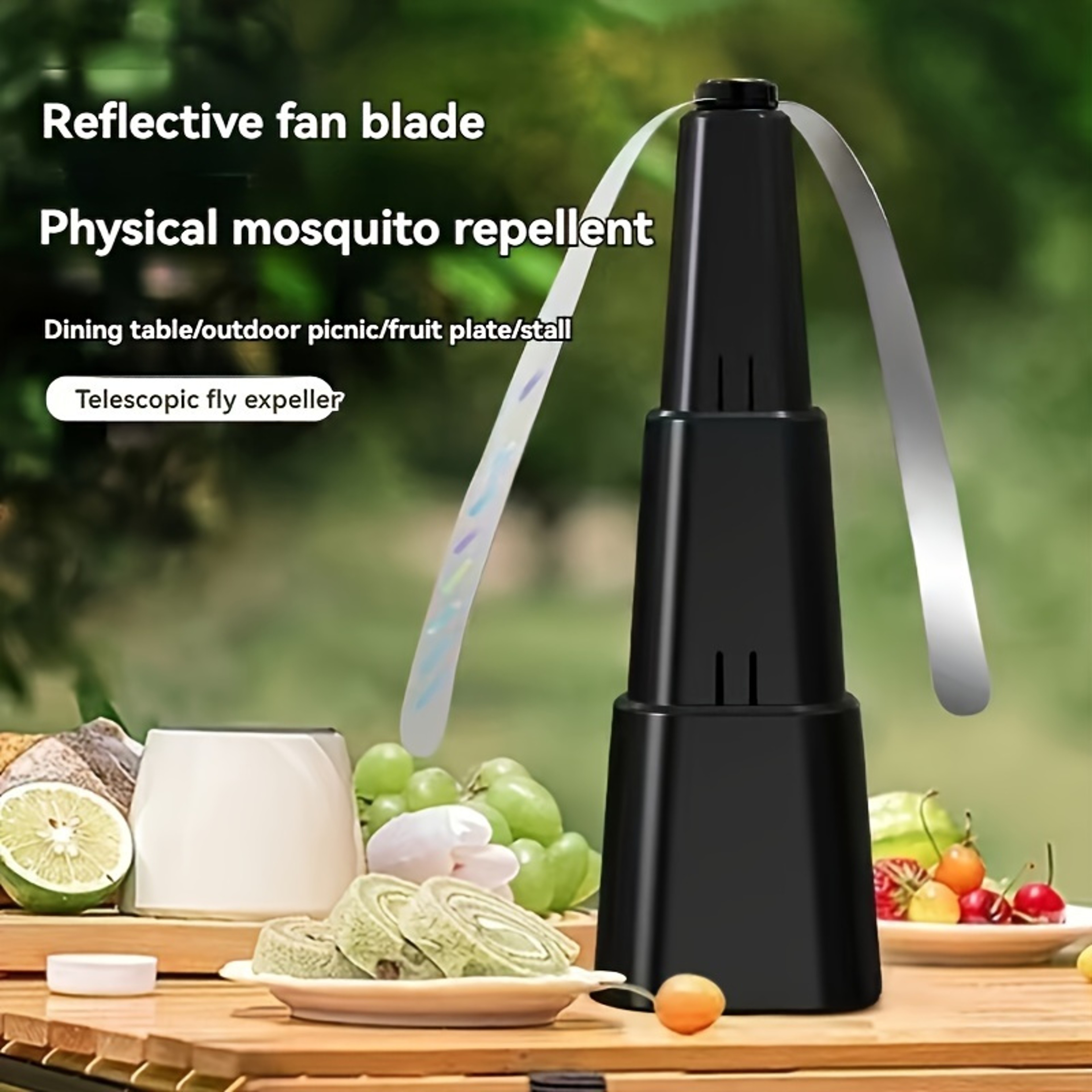 Battery Operated Fly Repelling Fan with Reflective Blades, Chemical Free Insect Repellent, ABS Structure – view 1
