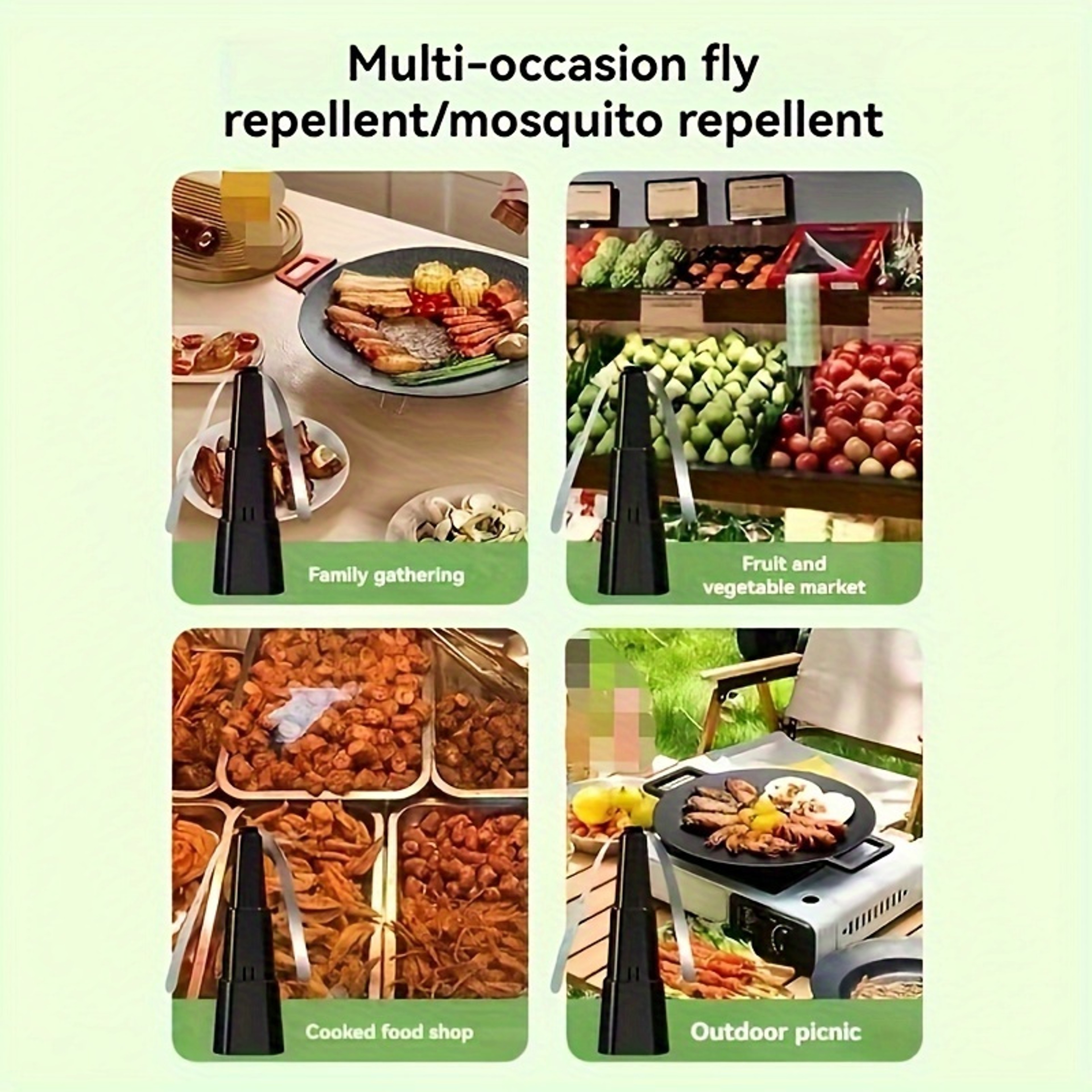 Battery Operated Fly Repelling Fan with Reflective Blades, Chemical Free Insect Repellent, ABS Structure – view 5