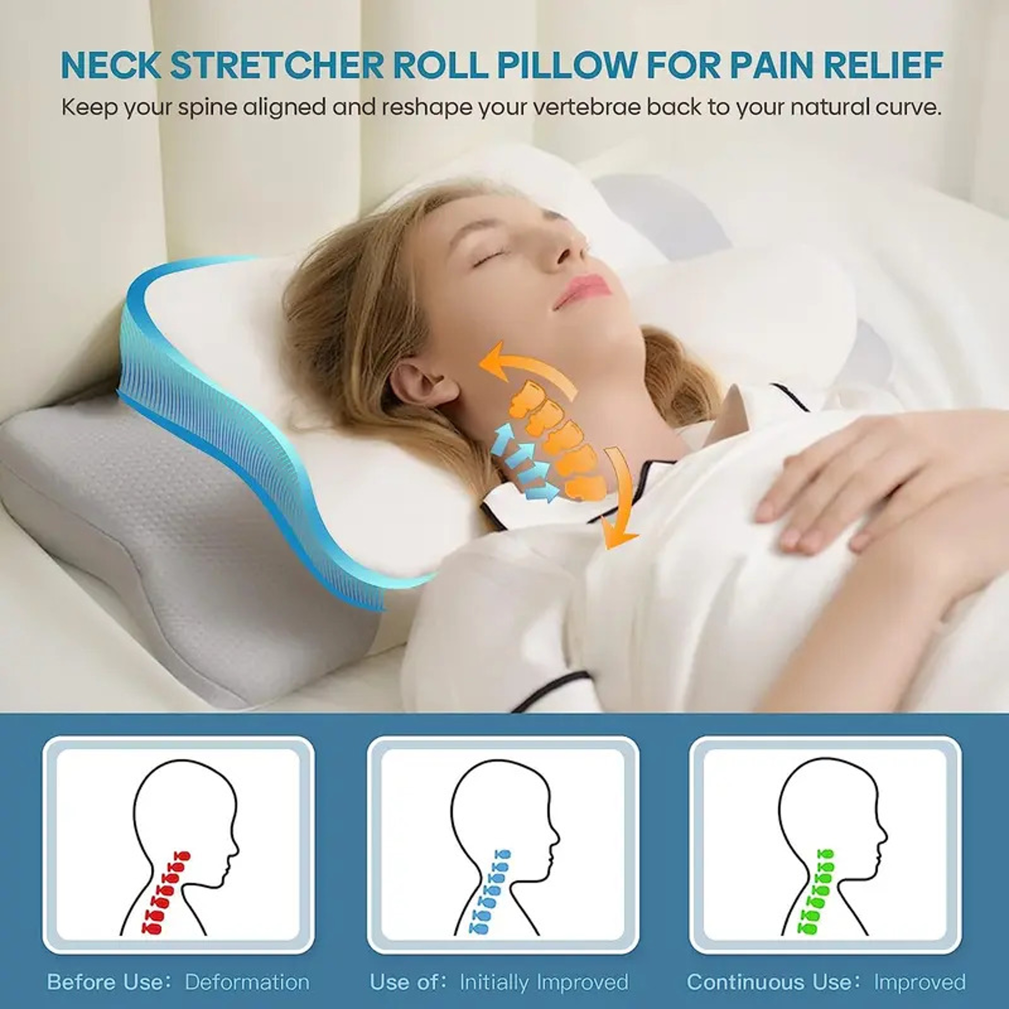 Memory Foam Neck Pillow for Neck and Shoulder Pain Relief, Odorless Orthopedic Ergonomic Cervical Pillow – view 2