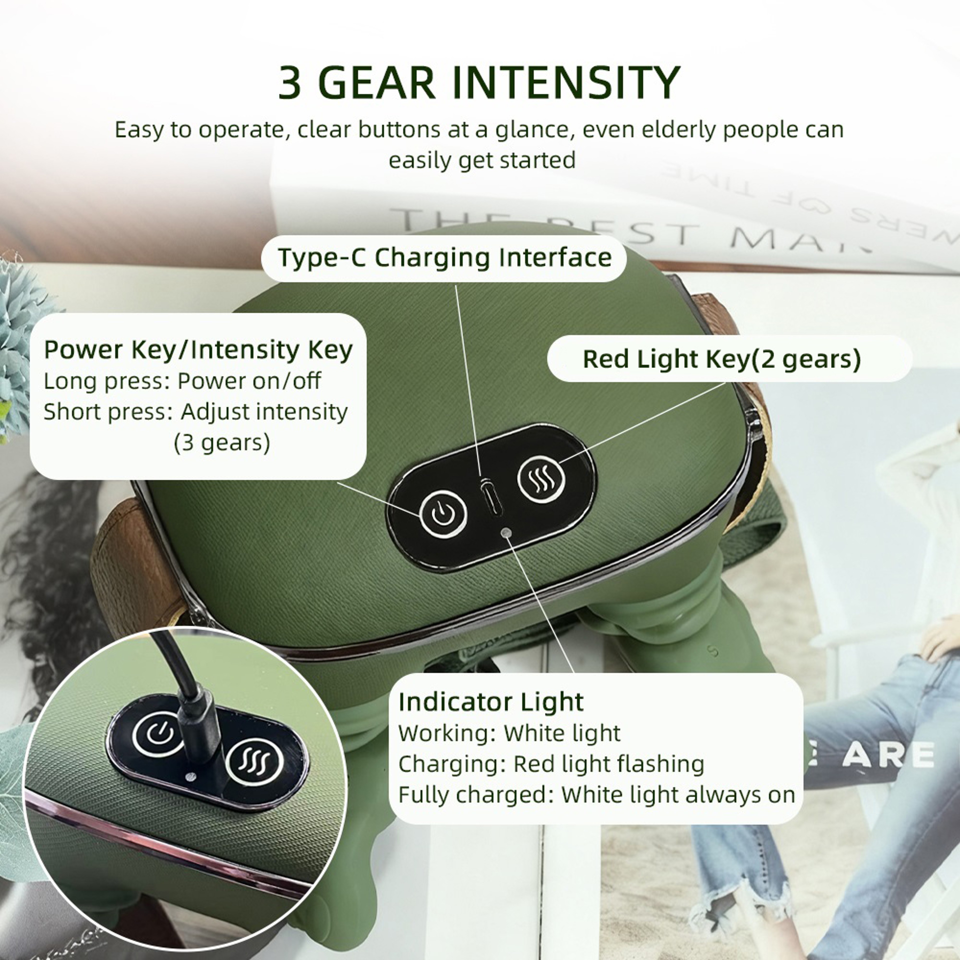 Bionic Neck Shoulder Massager 3Level Modes Kneading Massager Shawl Neck Cervical Waist Leg Body Mus 3
