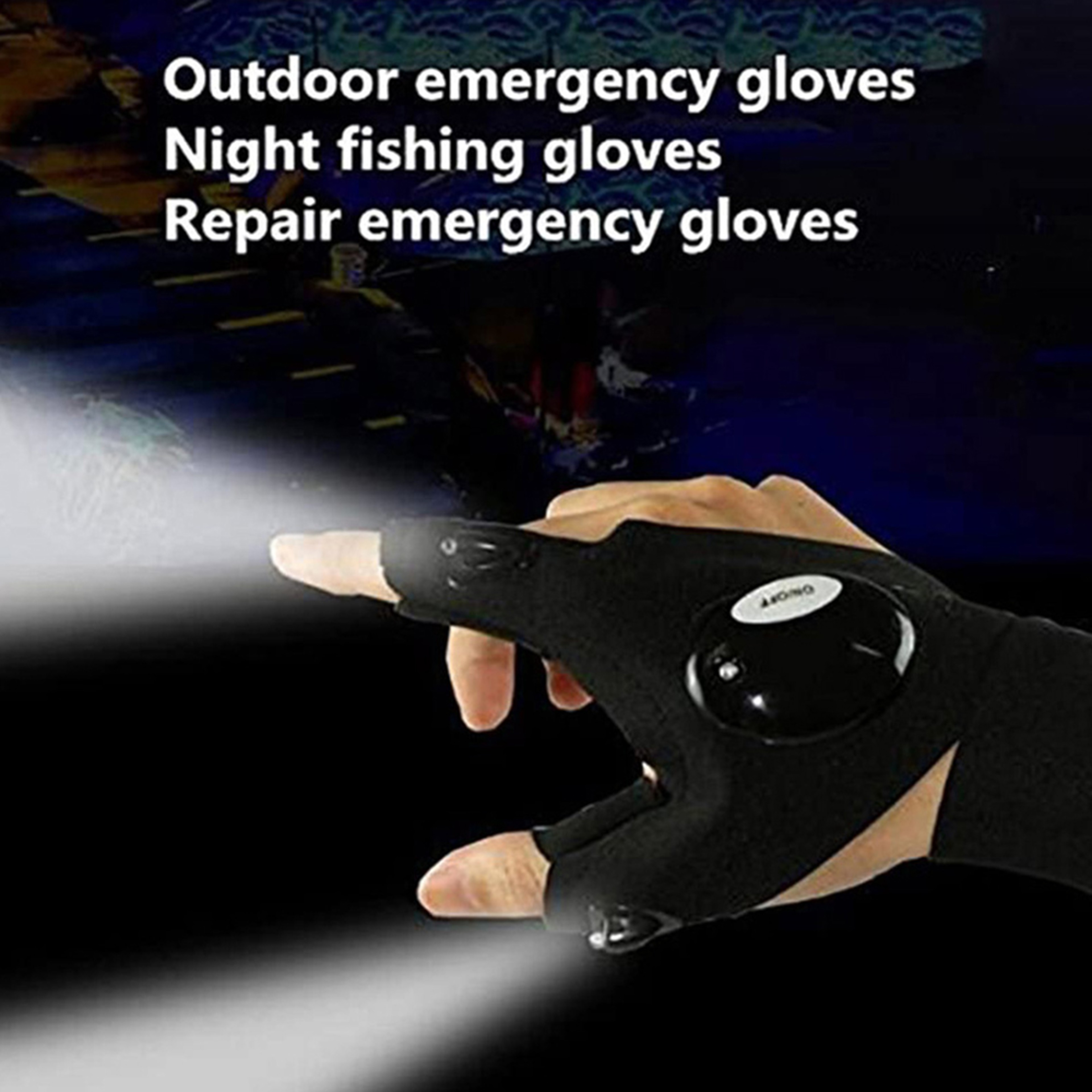 LED Waterproof Flashlight Gloves For Hiking Running Cycling Camping Fingerless Outdoor Gear 4