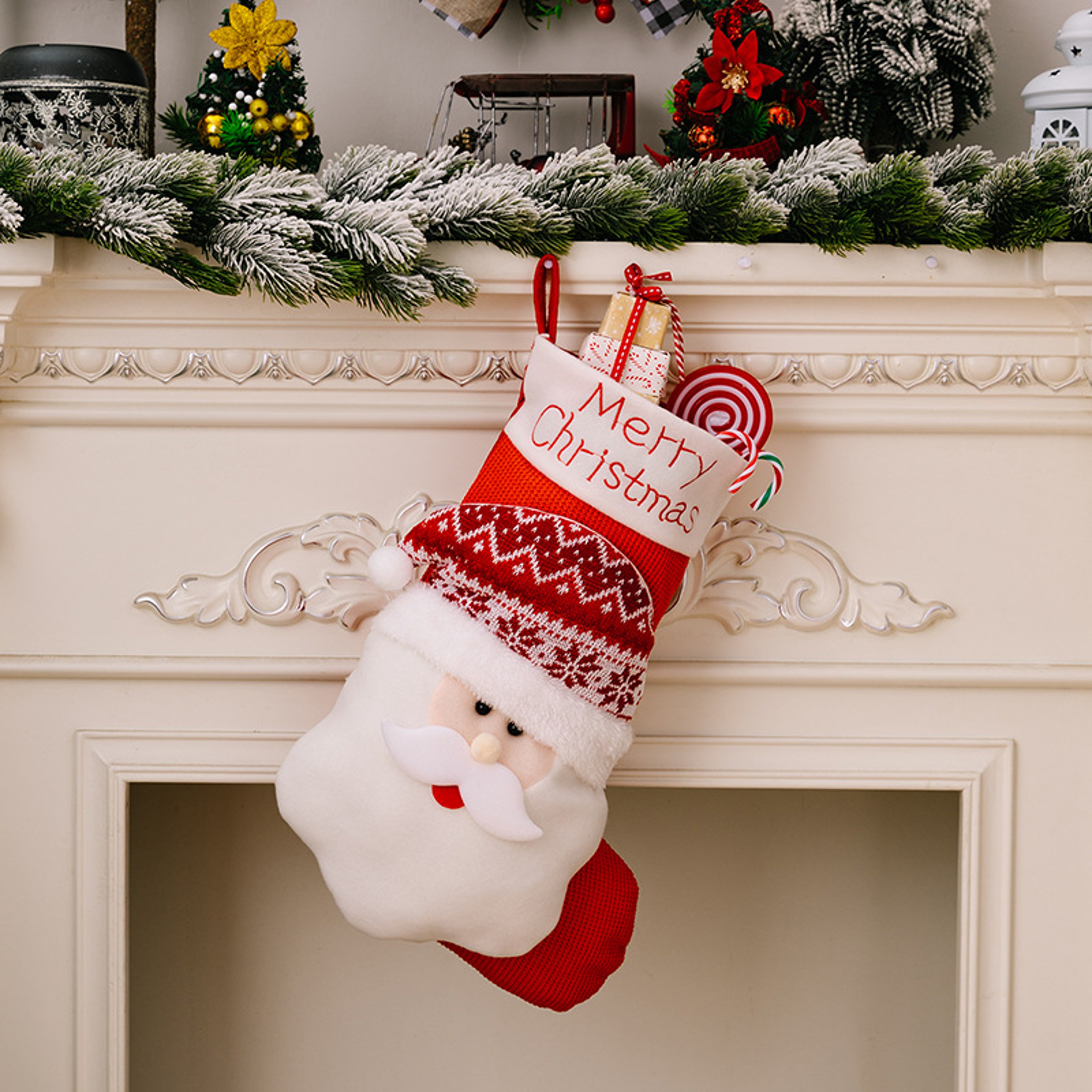 Christmas Stocking Santa Claus Reindeer Snowman Xmas Stocking Gift Bag Xmas Tree DIY Decoration Plu 3