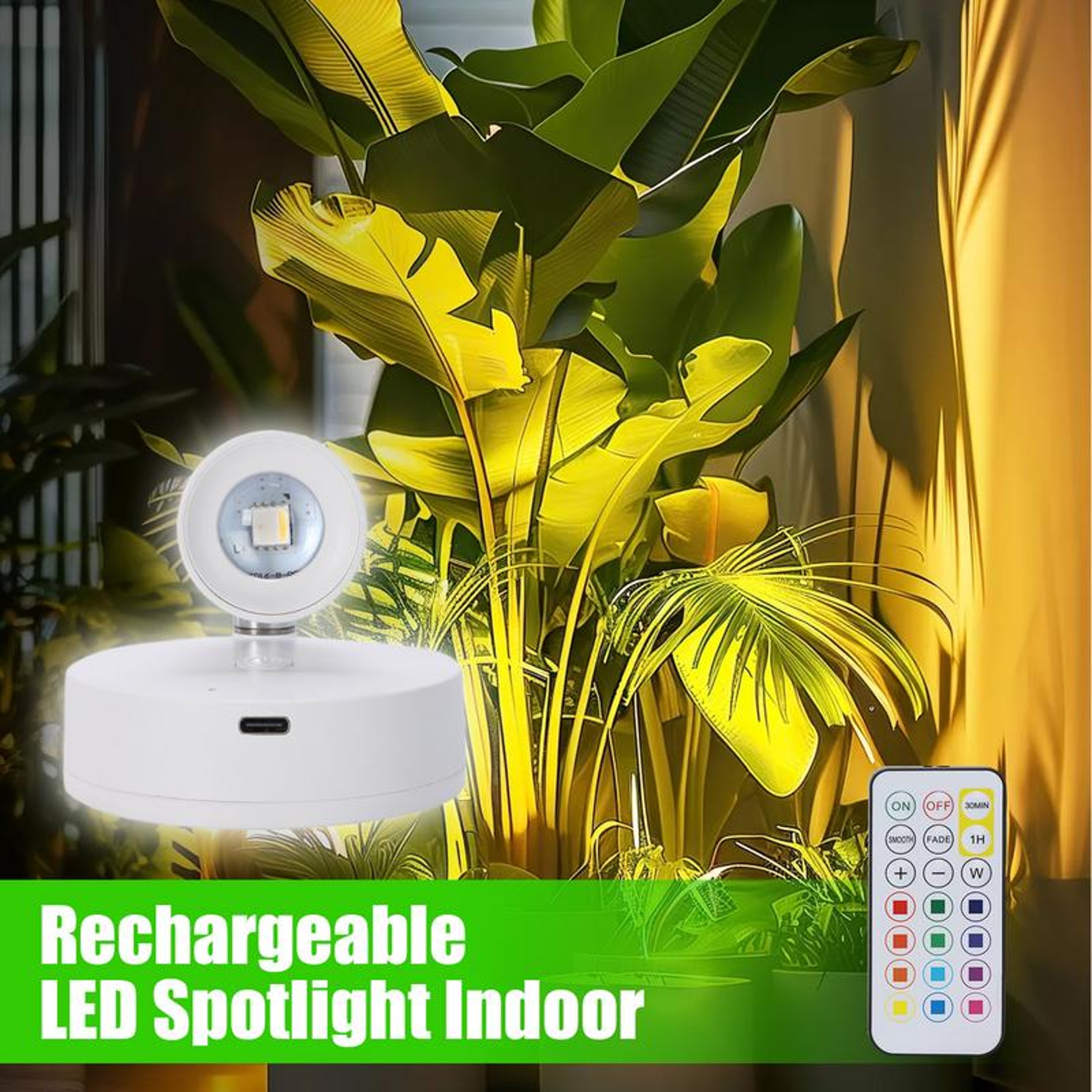 Rechargeable Wireless Uplighting for Plants, Battery-Powered Accent Spotlights, Ambient Lighting with Remote Control – view 6