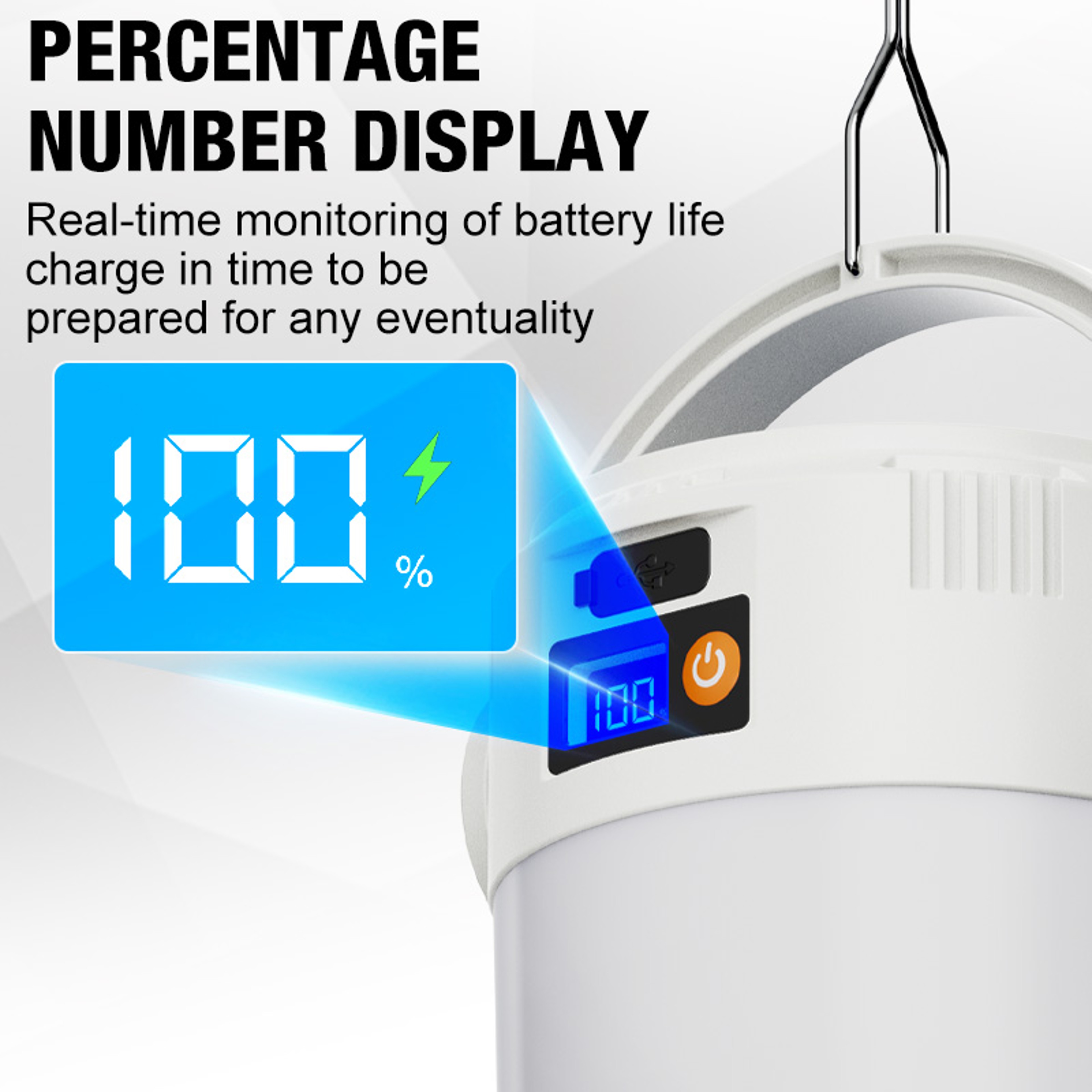 Portable Solar LED Outdoor Lamp Camping Hook Lamp With TYPEC Charging 3