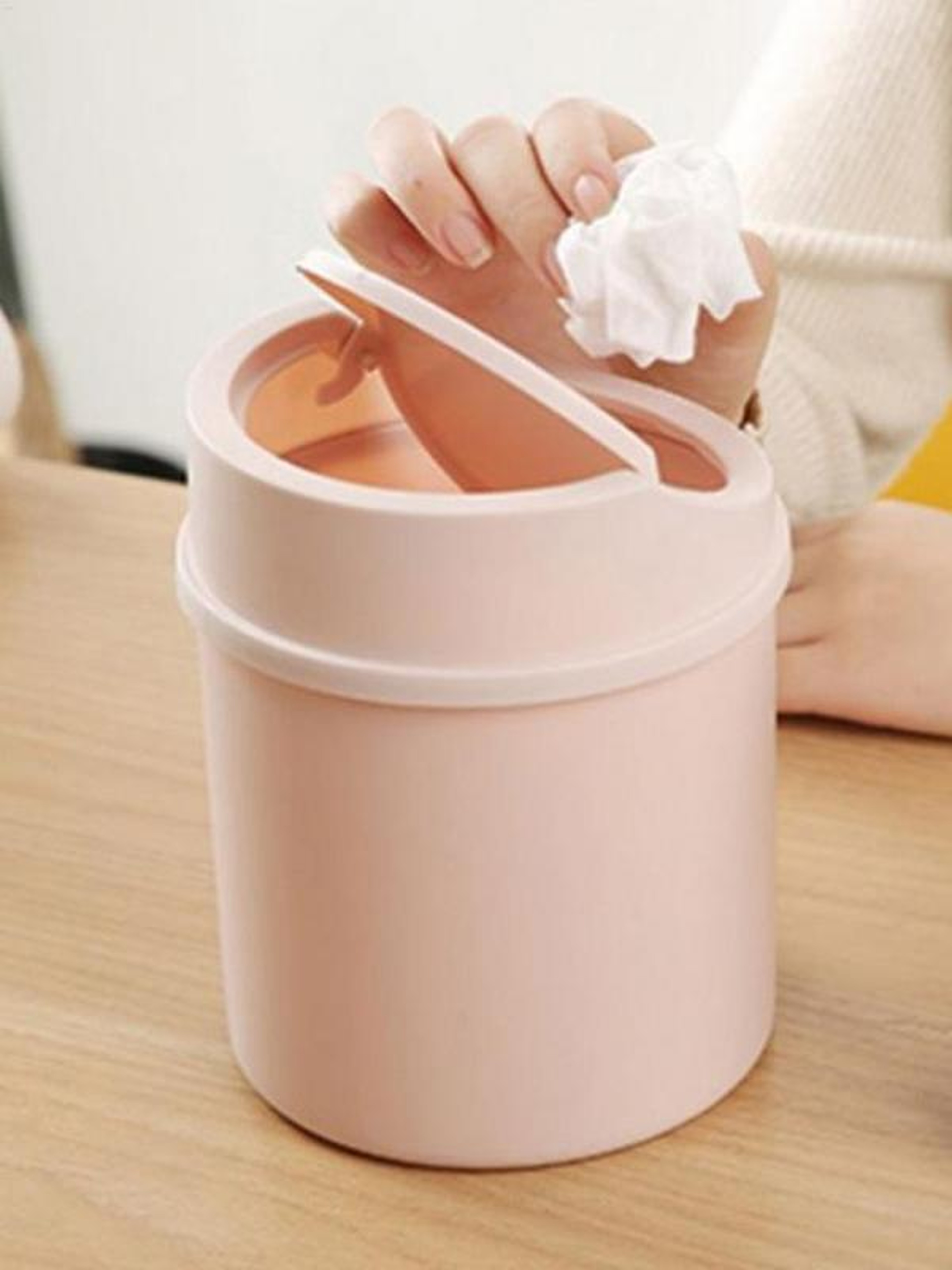 Small Trash Can Tube With Cover Mini Desktop Bin Garbage Can Clean Storage Box For Home Desk 1