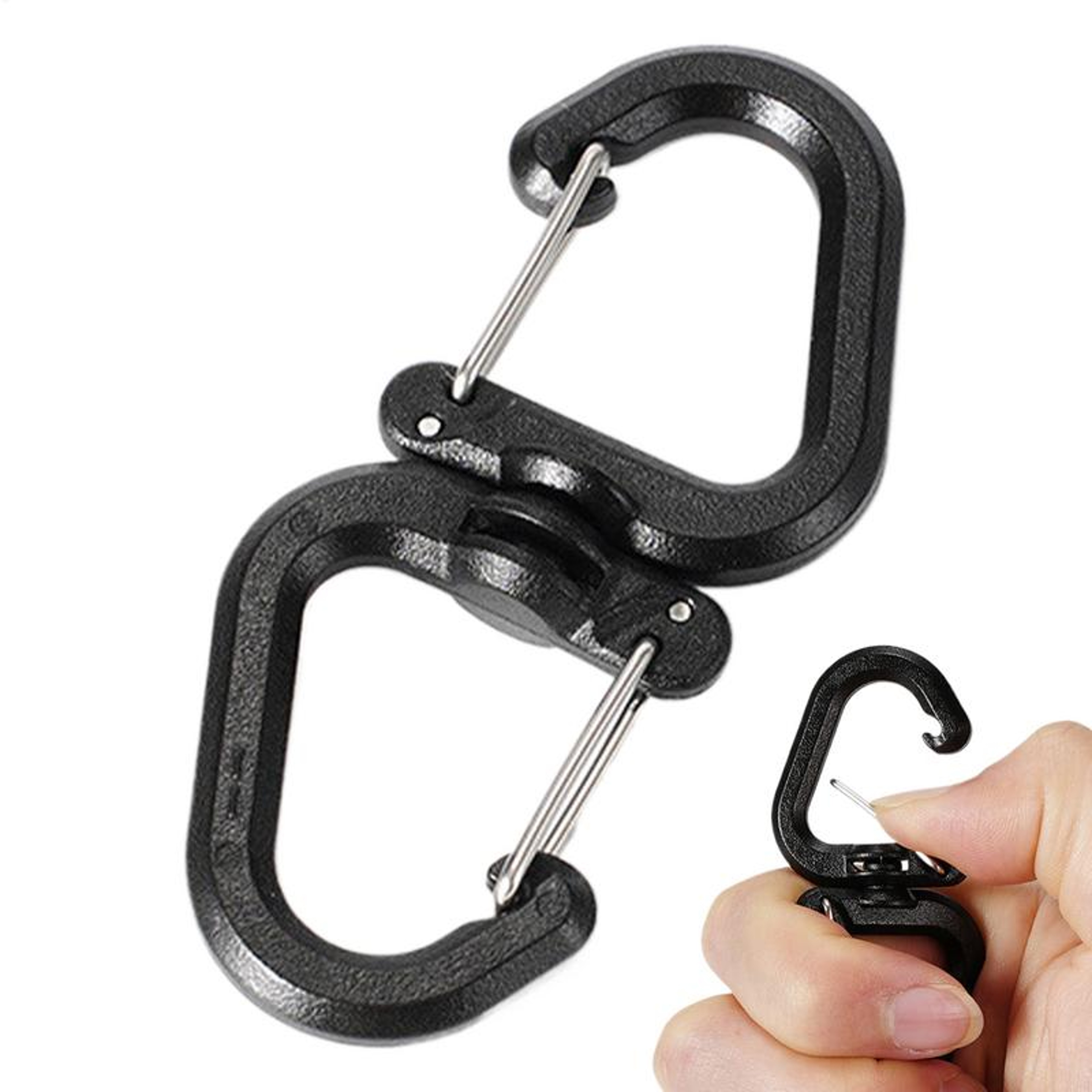 Portable S Chain Hook, Backpacks Carabiner with Degree Swivels, Camping Double Hook, Backpacks Buckles – view 1