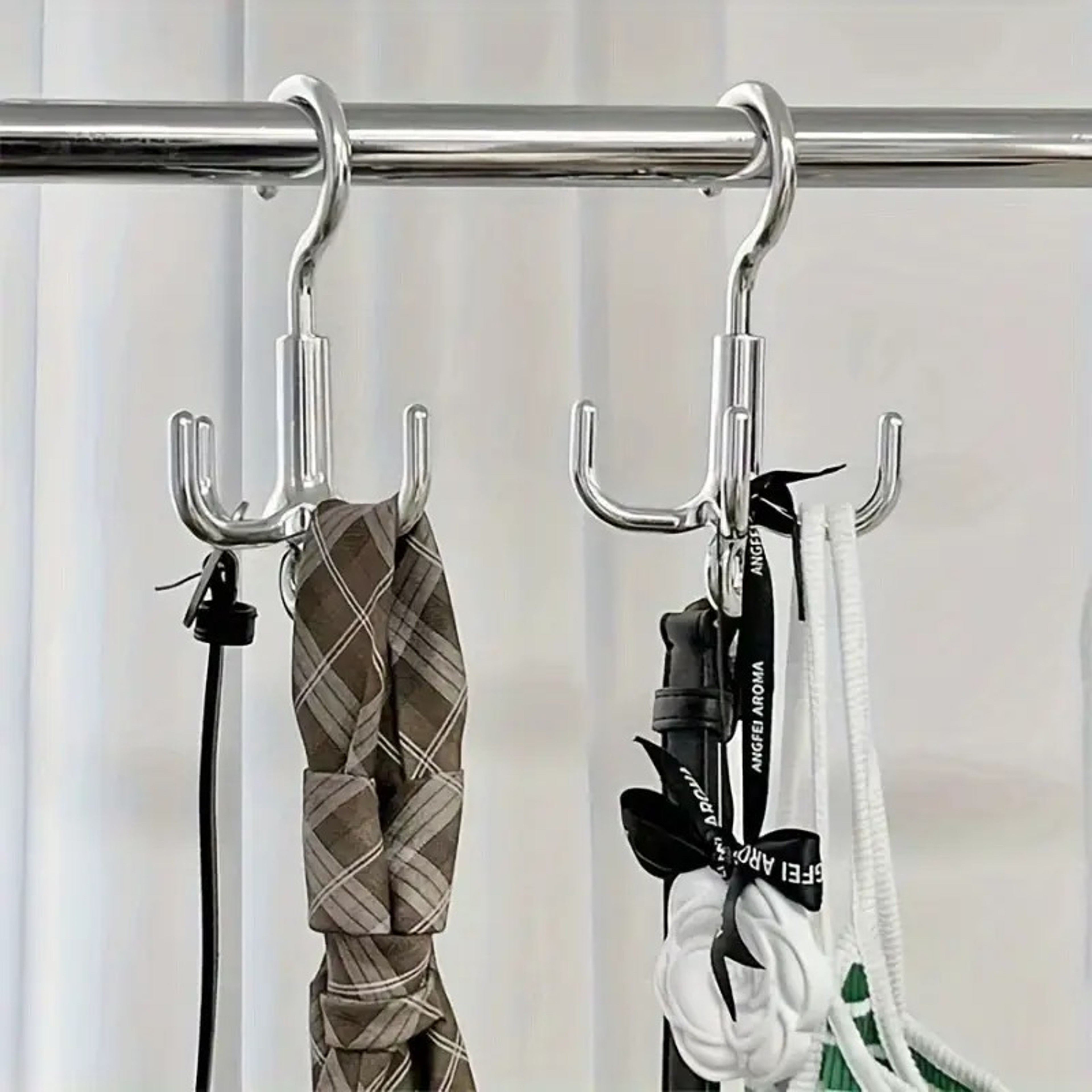 Belt Organizer, Multifunctional Rotating Clothes Hook, Punch Free Coat Hanger, Scarf Storage Rack – view 6