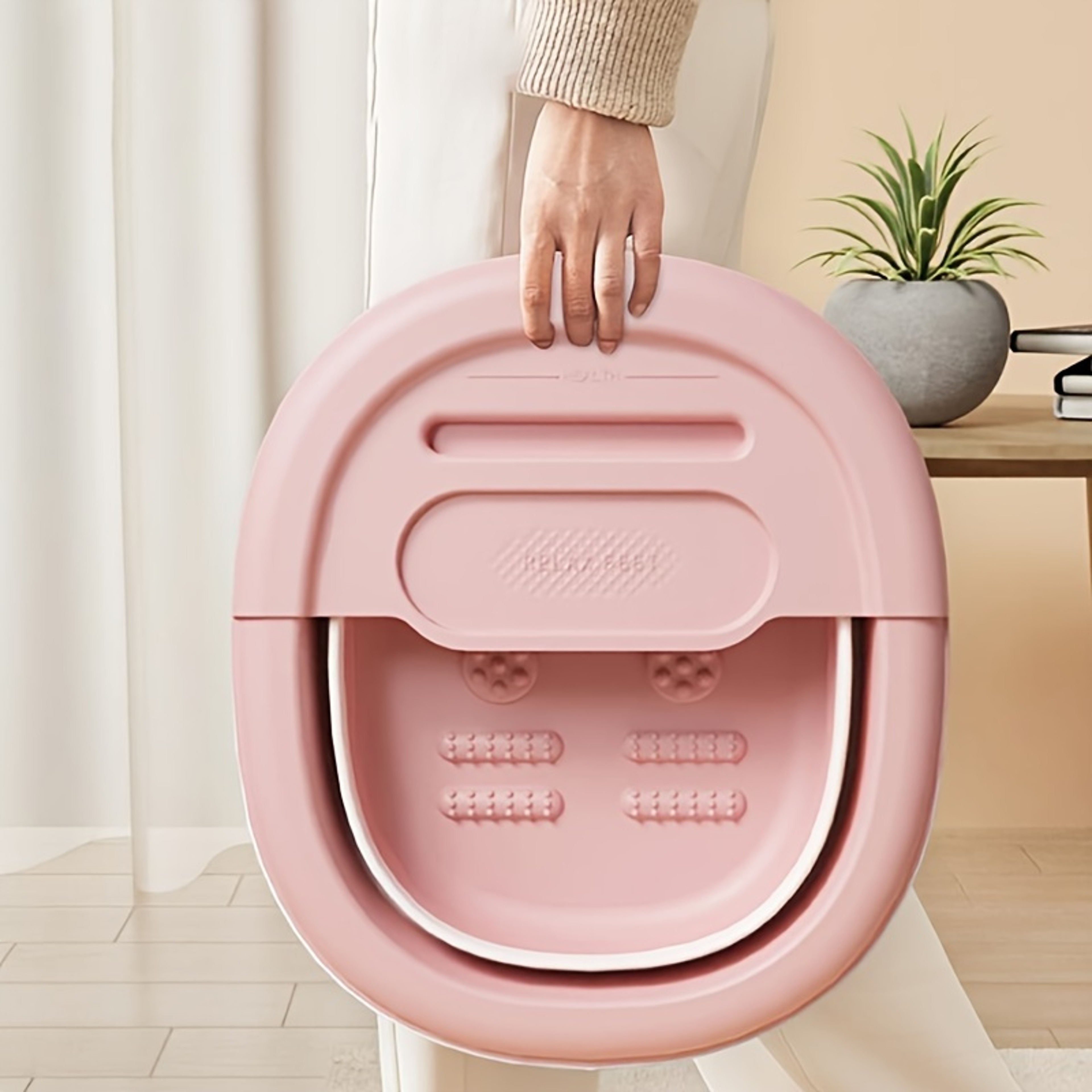 Adjustable Height Foldable Portable Foot Bath Tub With Drainage Holes  Leg Massage 3