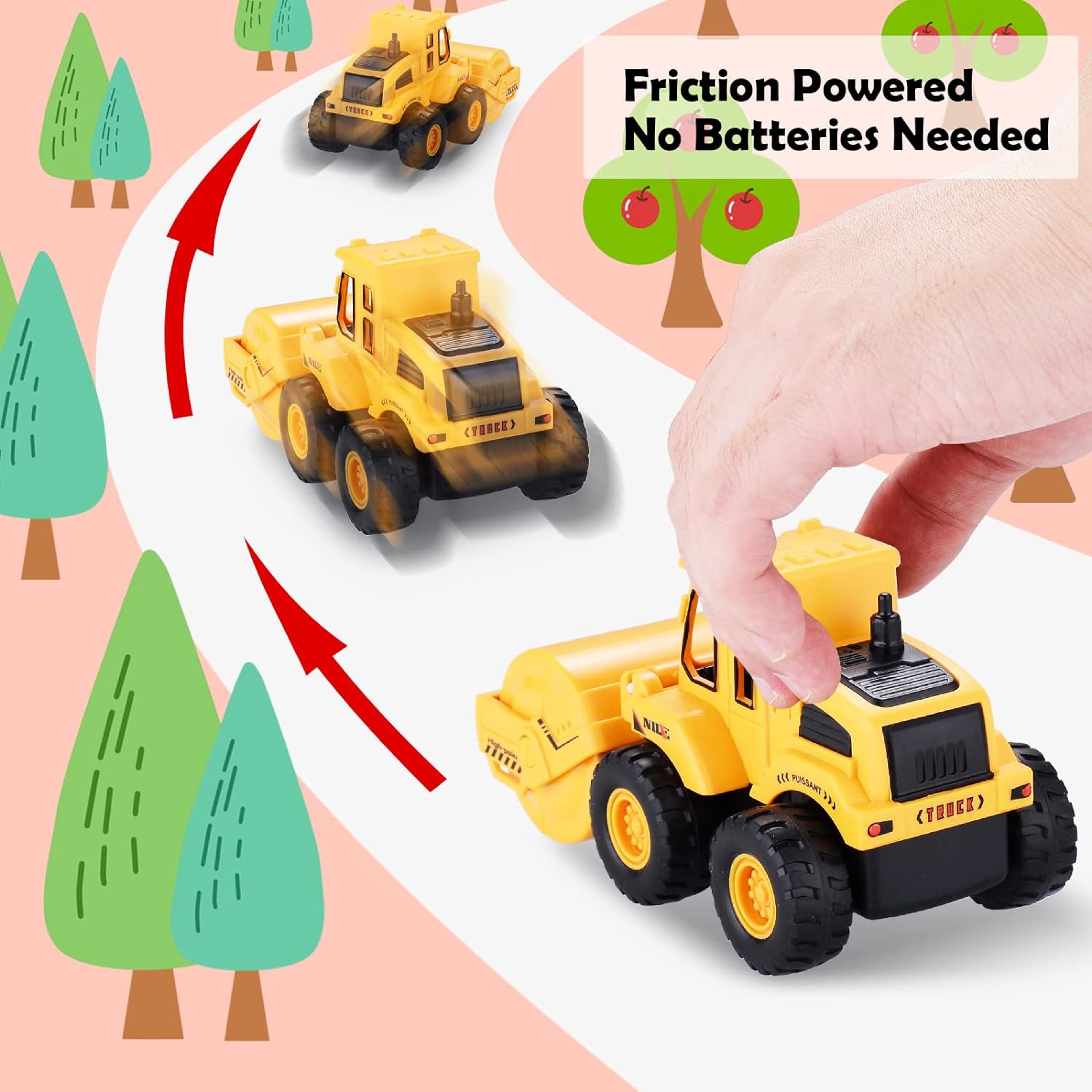 Friction Powered Construction Trucks, Excavator and Sand Toys for 3 Years Old Boys Girls Kids – view 3
