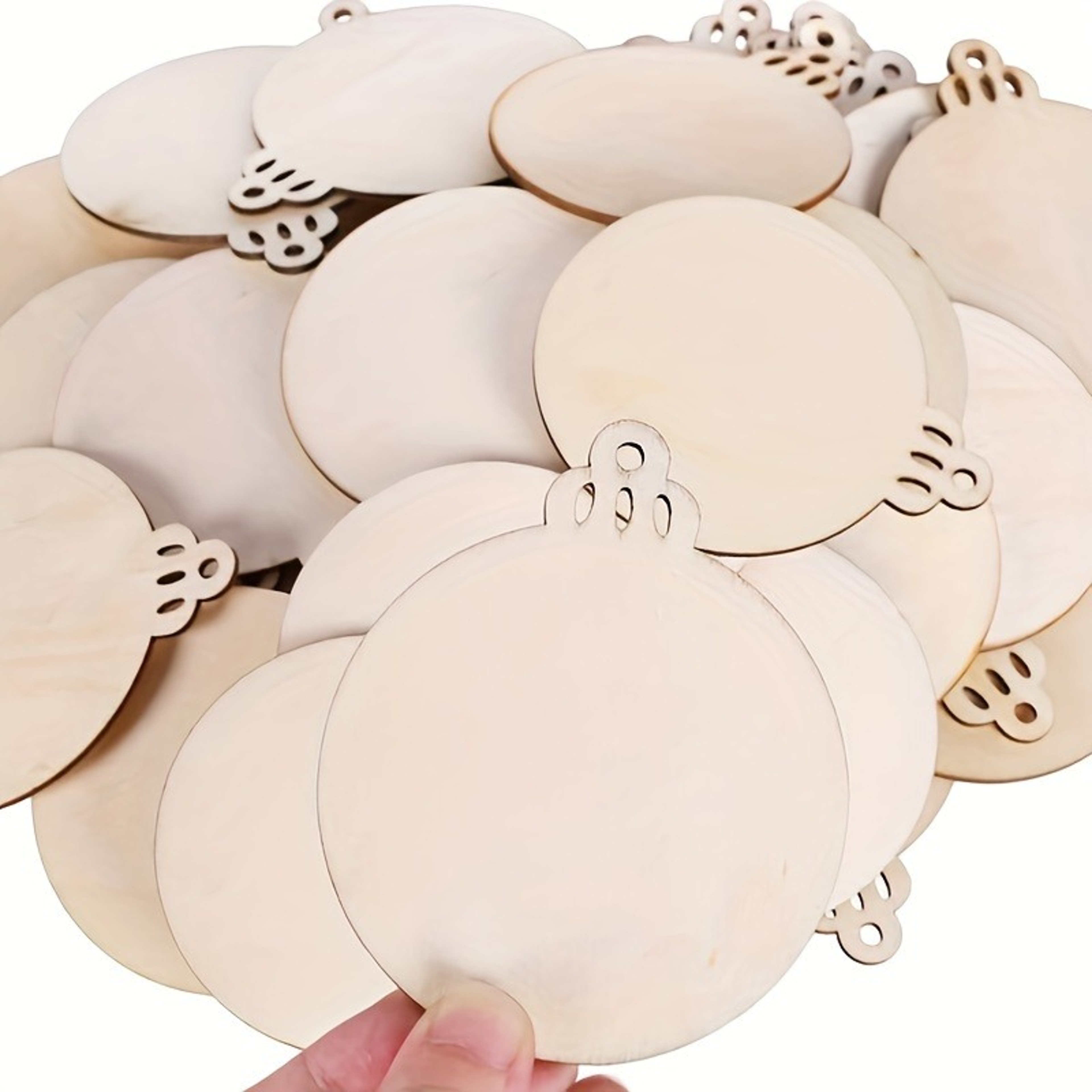 Round Blank Wood Slices with Twine, 10PCS Unfinished Predrilled Discs for DIY Crafts, Christmas Party Decor – view 5