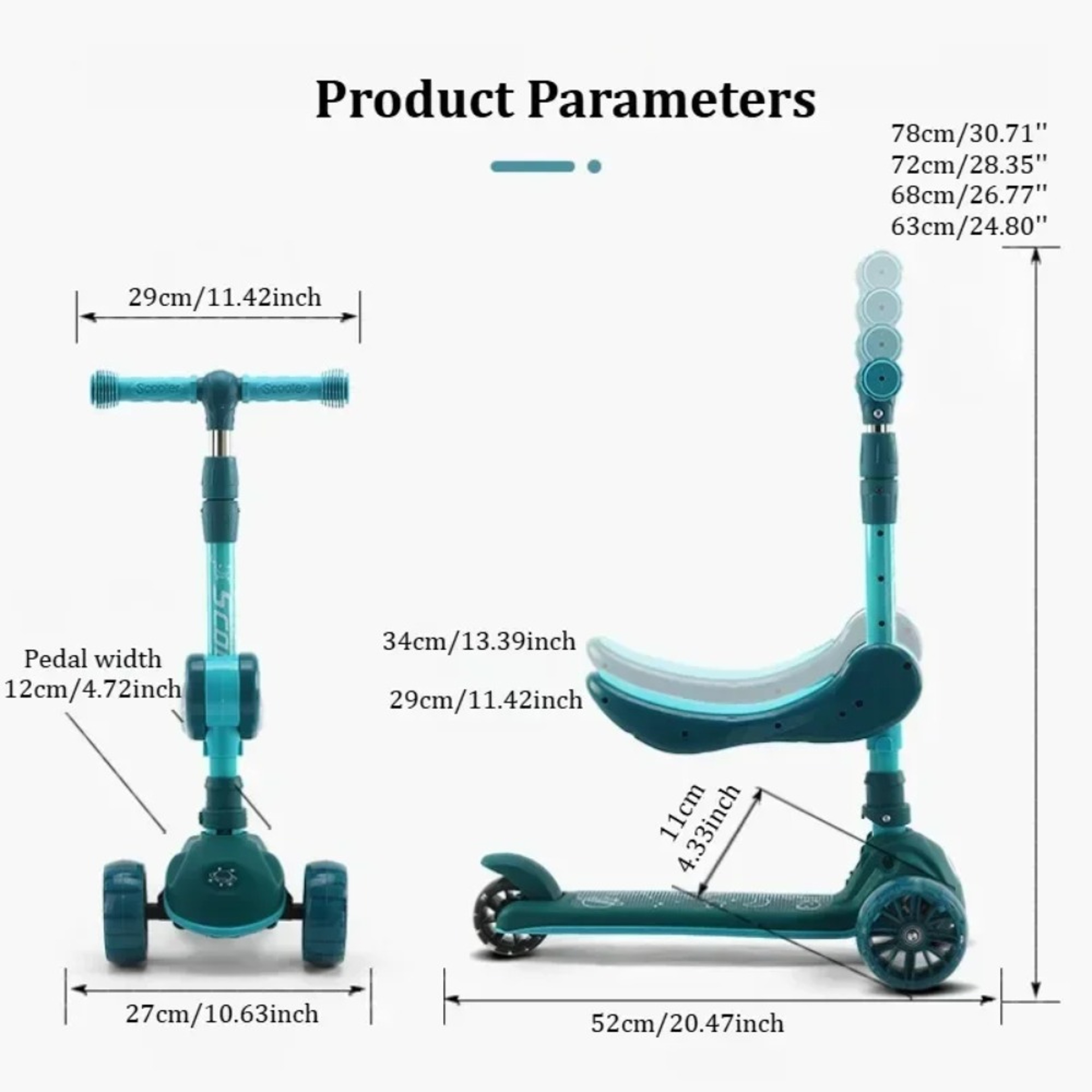 Adjustable Wheel Kick Scooter for Kids, Sit or Stand Ride, Non-Slip Deck with Brake for Boys and Girls – view 2