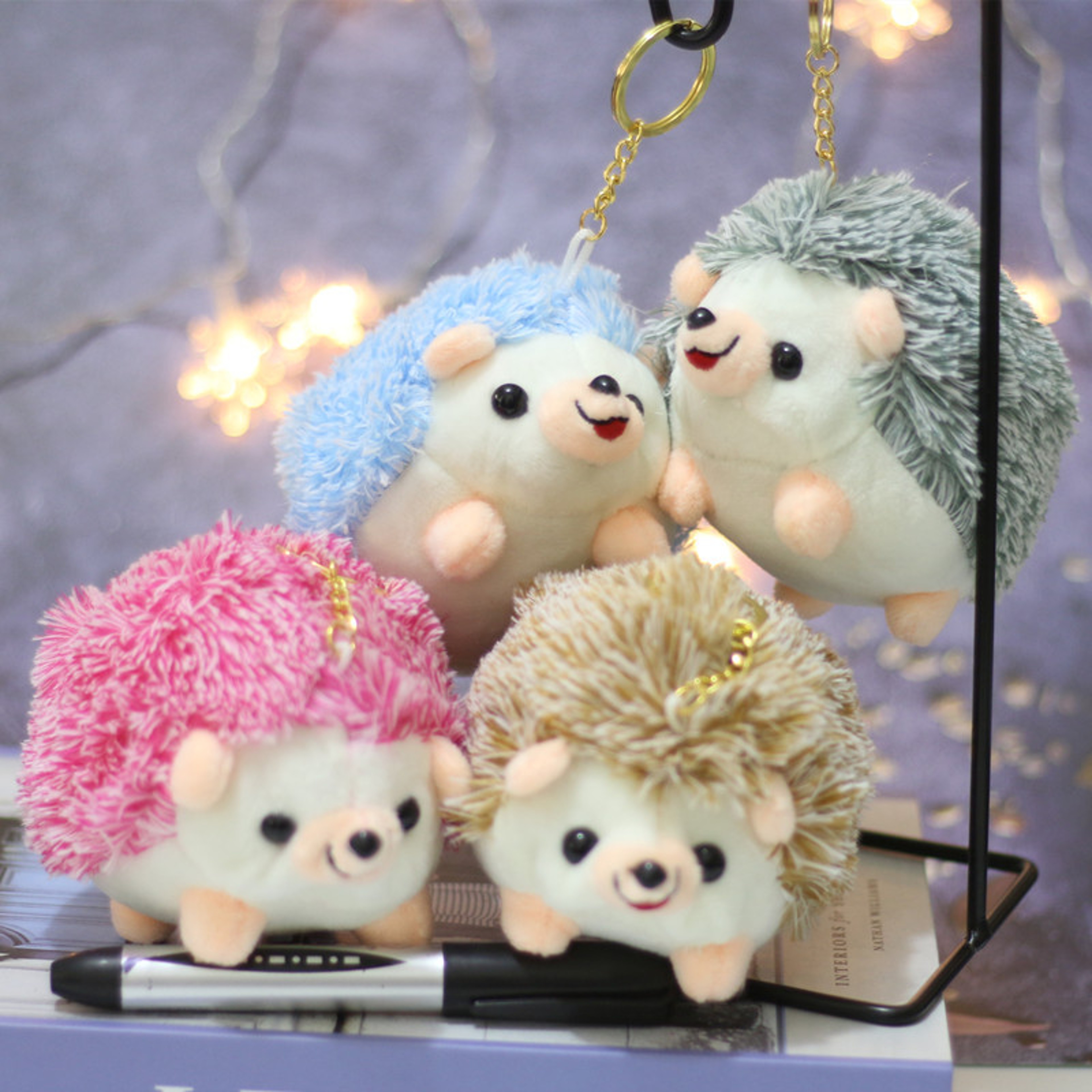 Adorable Handbag Pendants Plush Hedgehog Keychain Pendants Stuffed Animals Doll Toy Keyring Charms 5