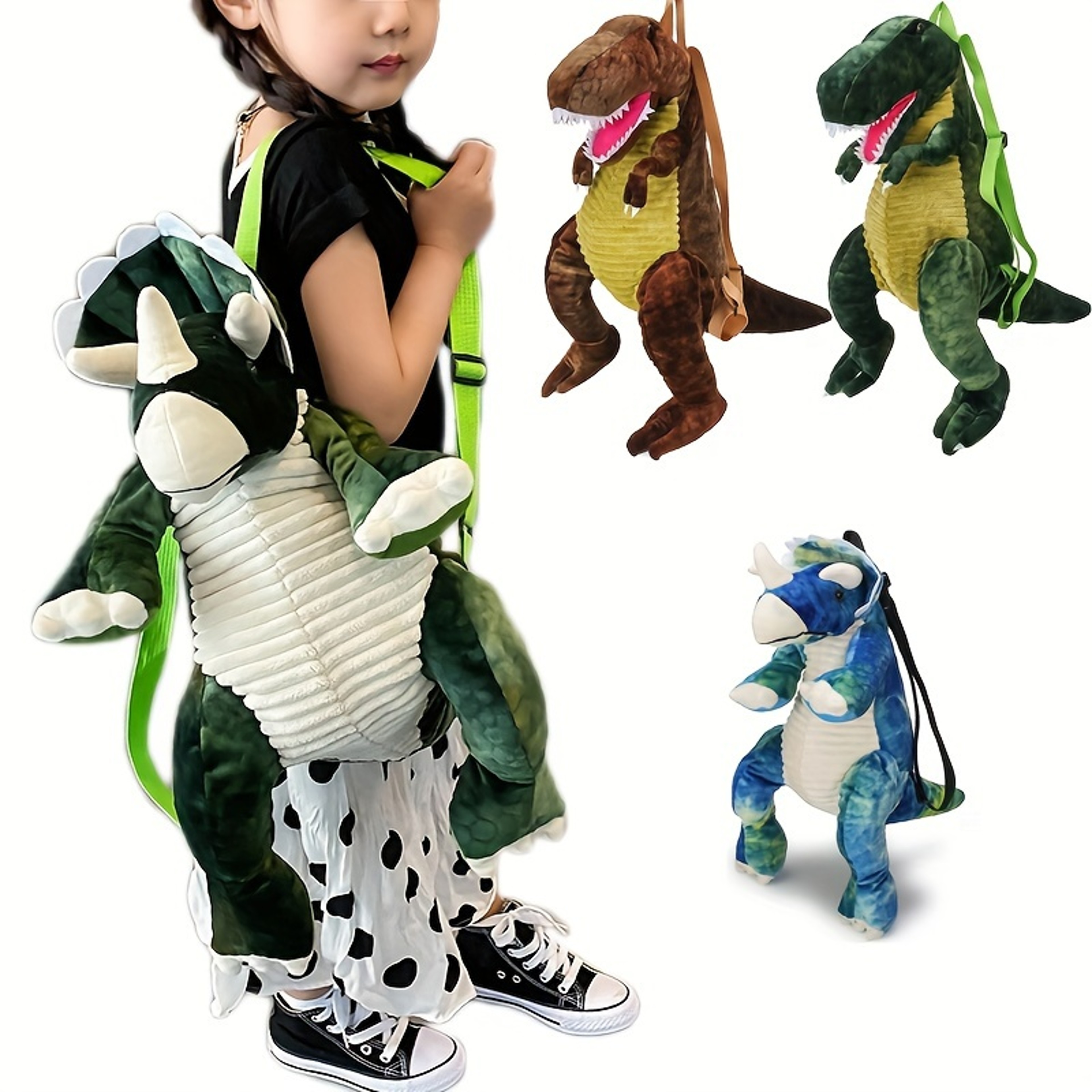 Dinosaur Costume Accessories for Boys, Plush T-Rex Backpack for Kids with Adjustable Straps – view 1