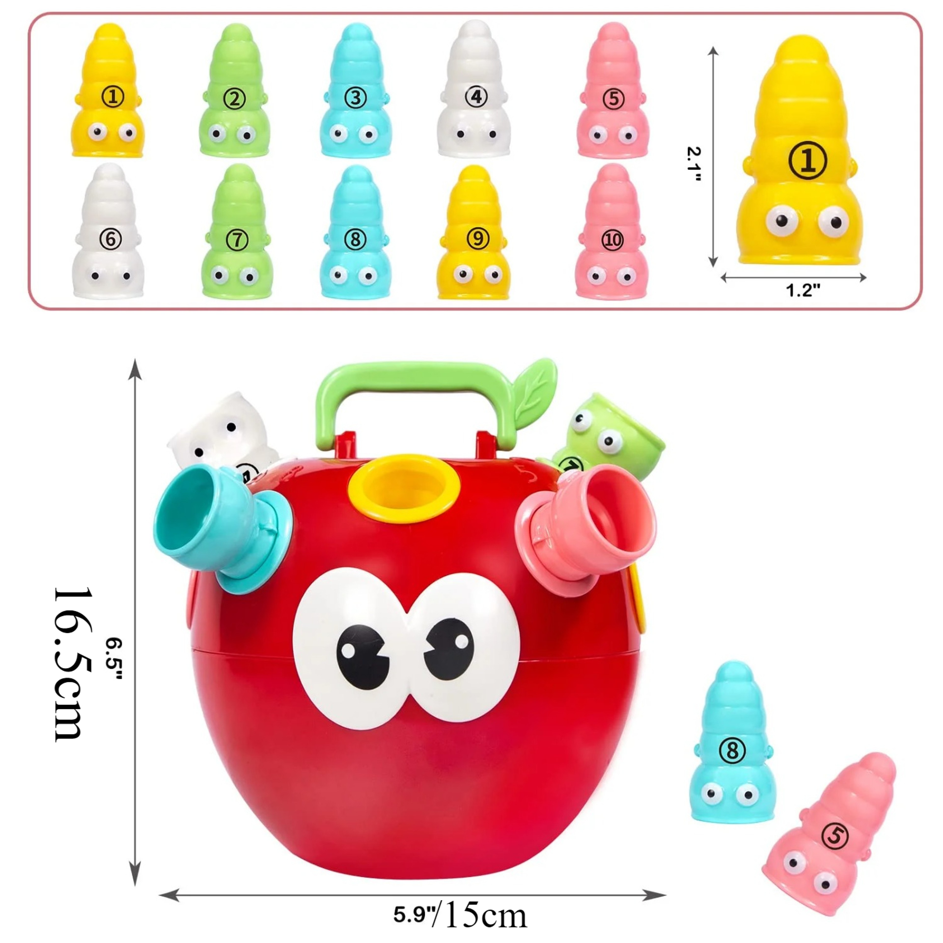 Apple Sorting Toy, Number & Color Sorting Toy for Baby Toddlers, Storage Stacking Toy – view 2