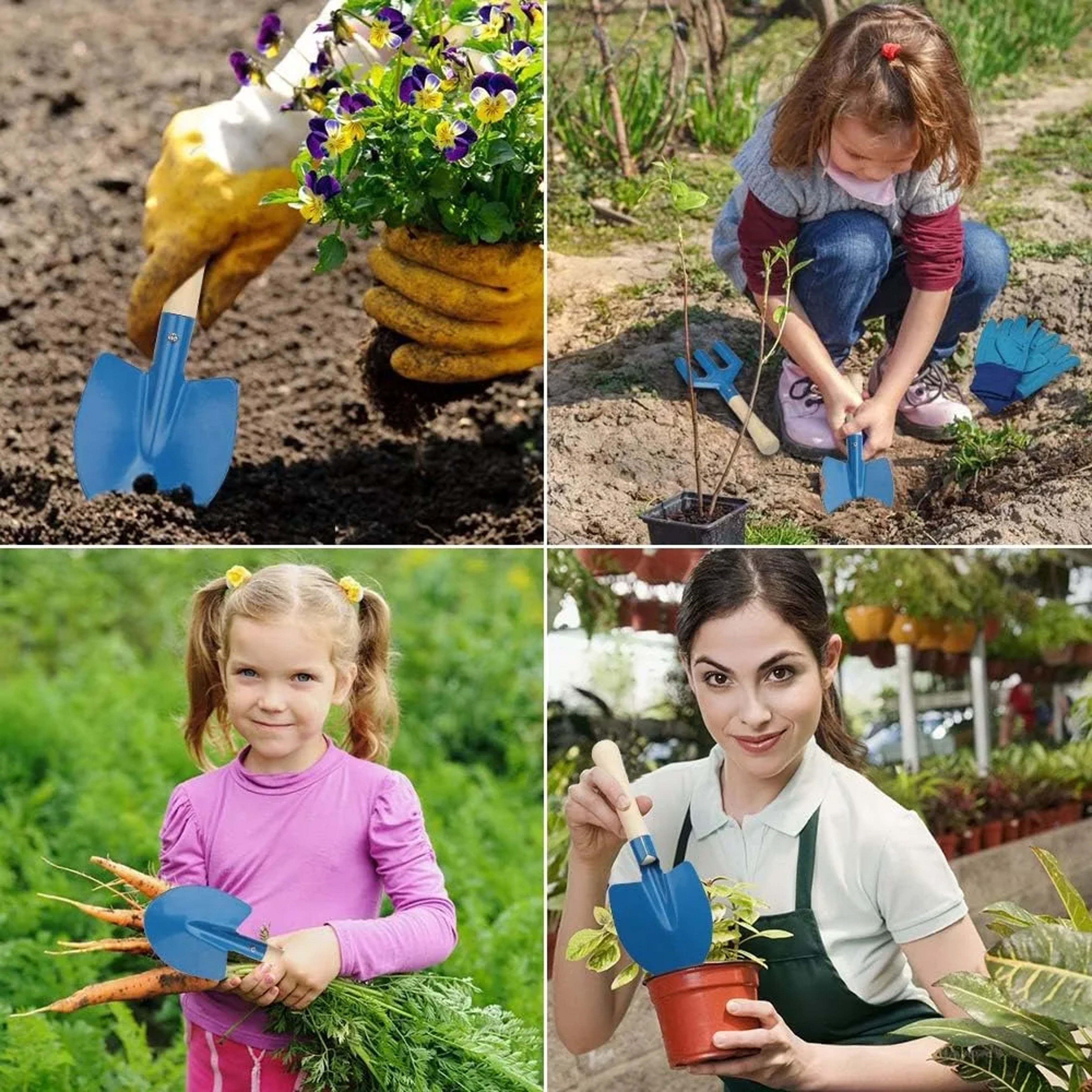 Gardening Tool Set For Kids Shovel Rake Fork Trowel Gloves Watering Can Tote Bag Outdoor Gardening  5