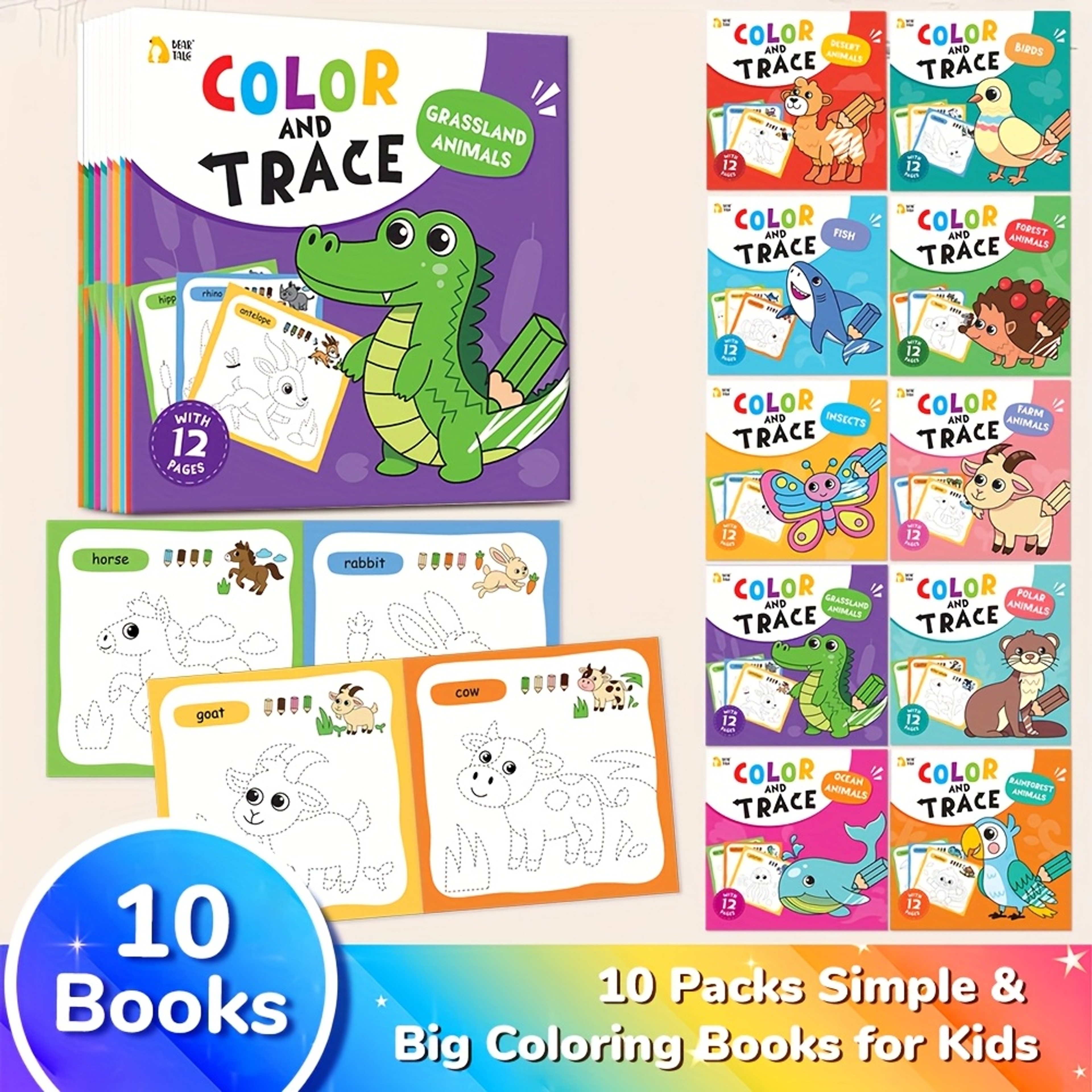 Cartoon Animal Coloring Book, Fun Activity Travel Toy, Art Painting Set for Boy Girl, Educational Gift for Kids – view 1