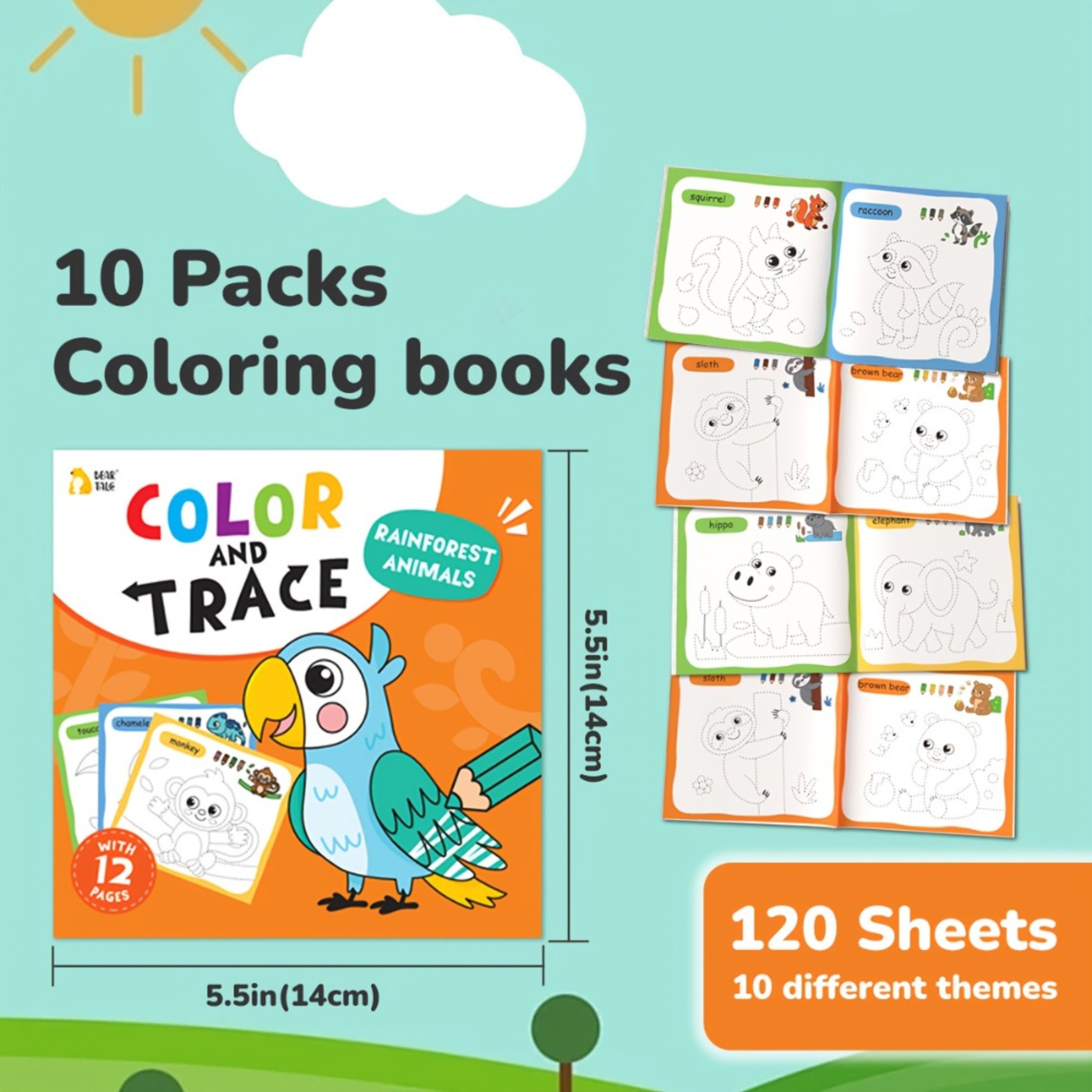 Cartoon Animal Coloring Book, Fun Activity Travel Toy, Art Painting Set for Boy Girl, Educational Gift for Kids – view 2
