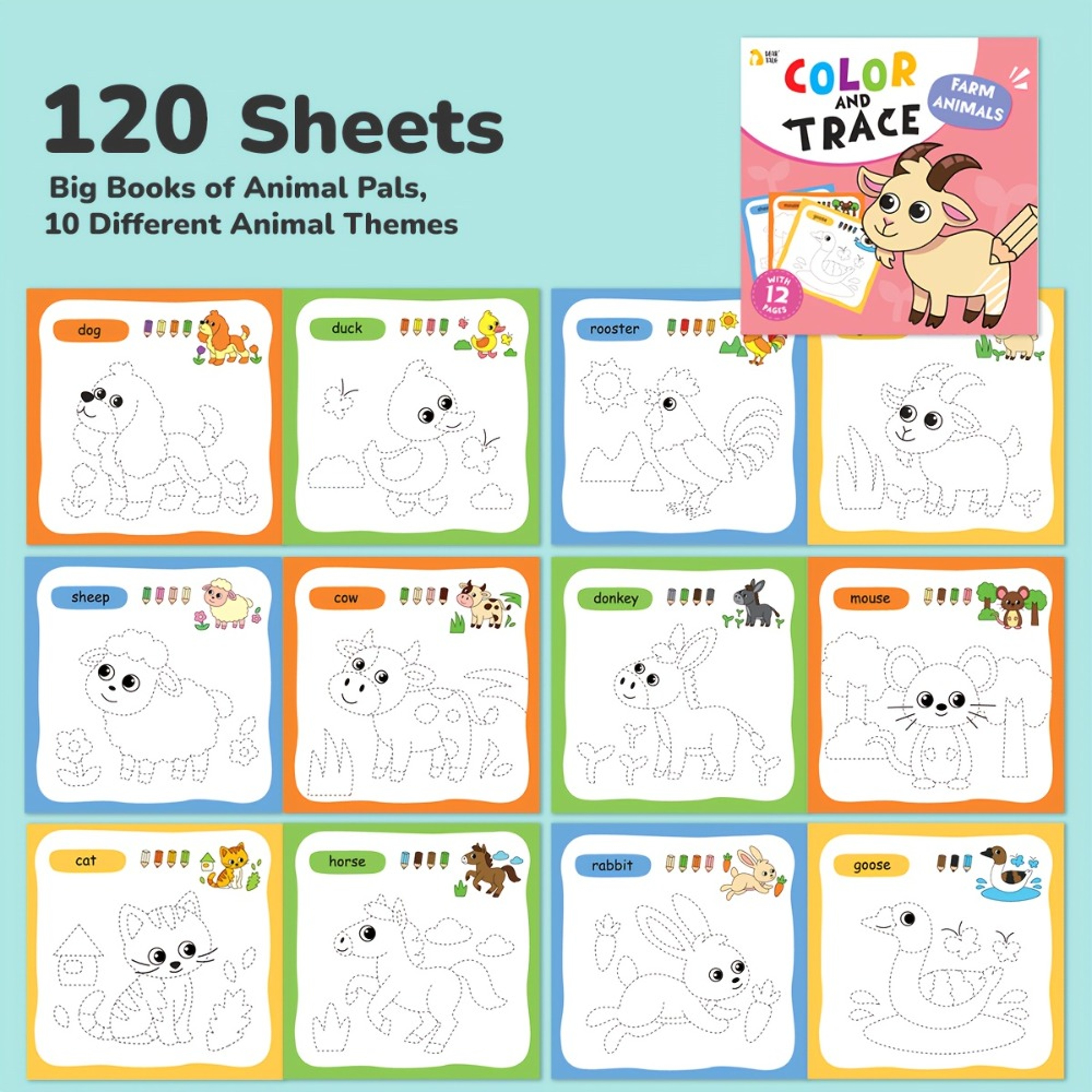 Cartoon Animal Coloring Book, Fun Activity Travel Toy, Art Painting Set for Boy Girl, Educational Gift for Kids – view 5