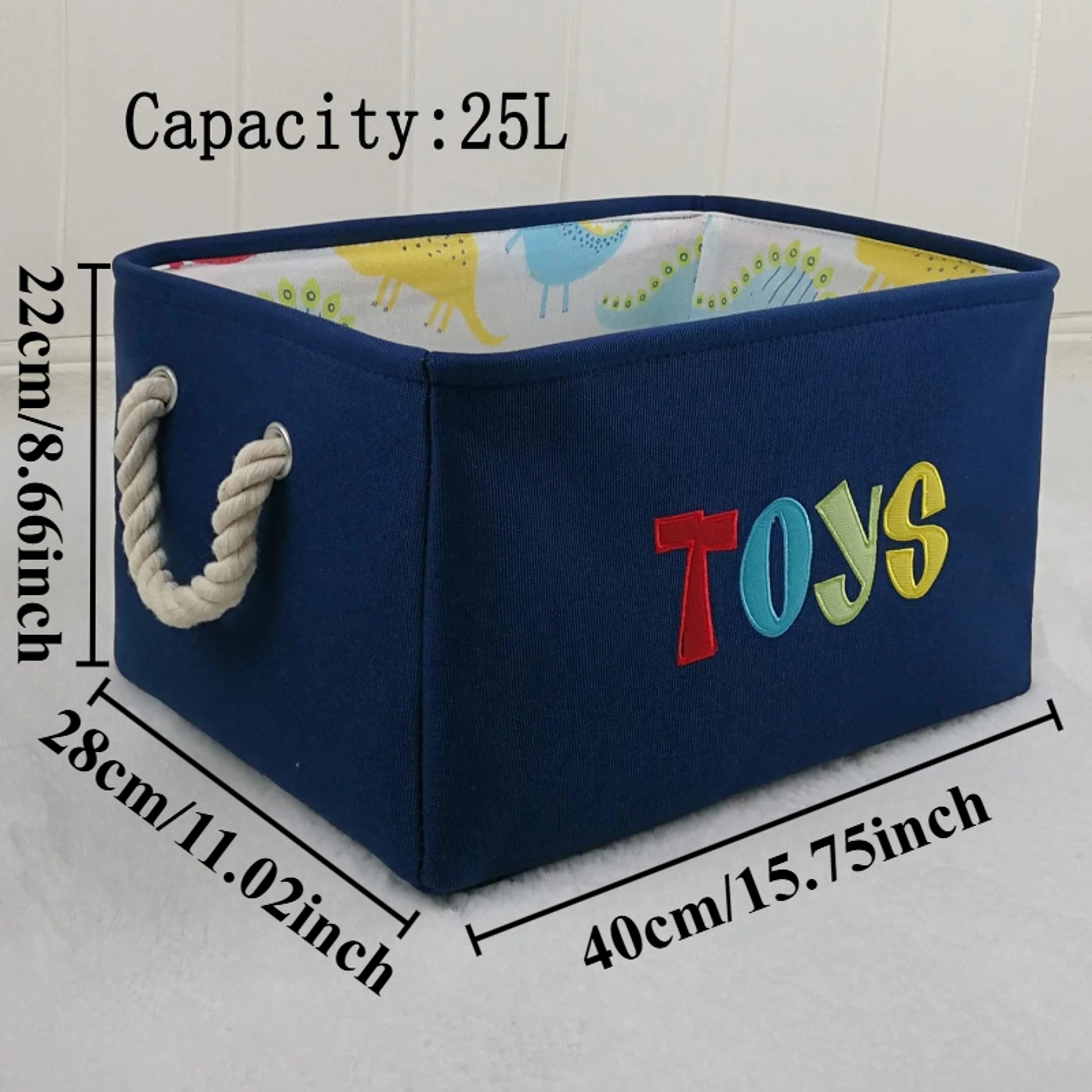 Large Foldable Storage Baskets for Kids, Boys, Girls, Canvas Laundry Basket, Nursery Hamper for Toys & Clothes – view 3