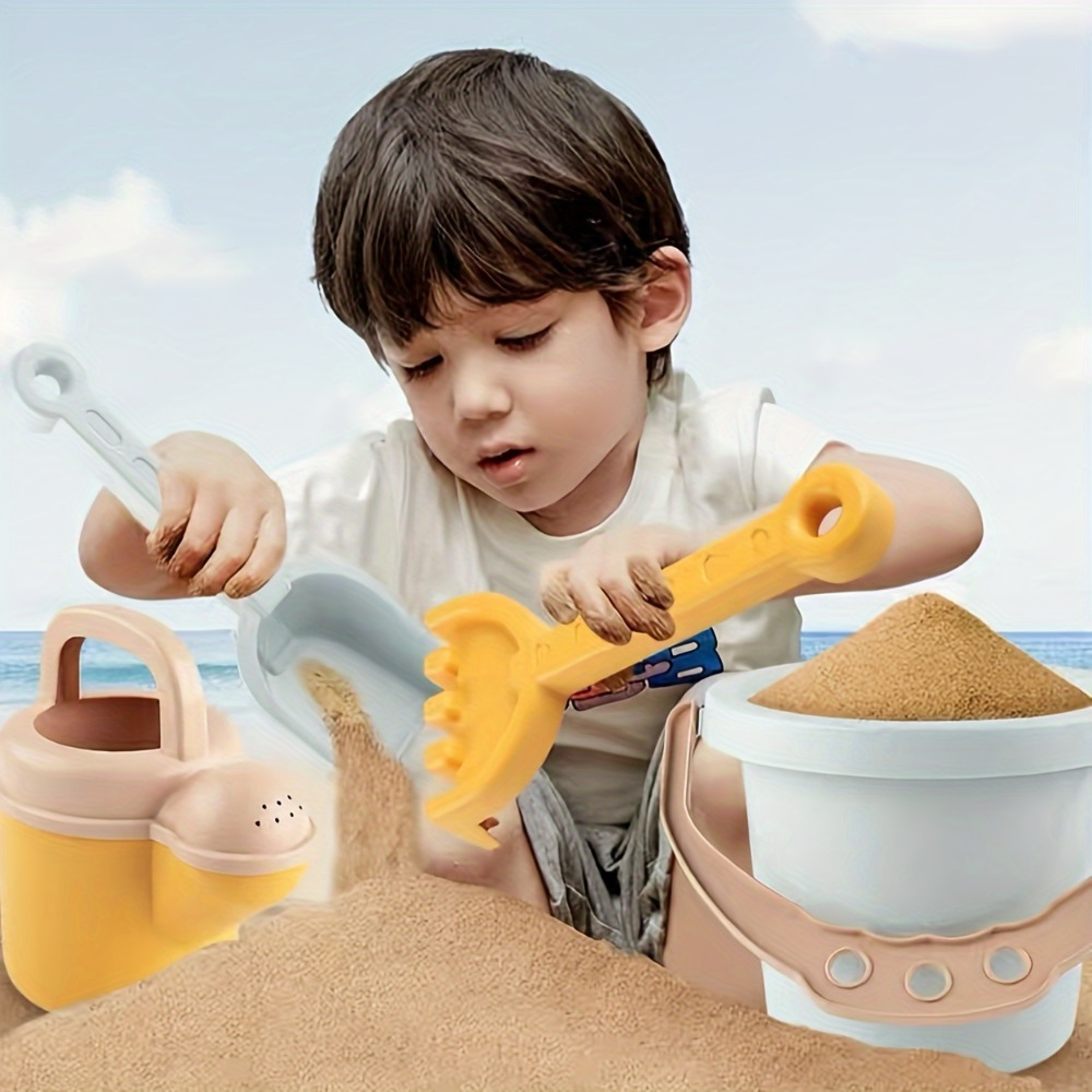 Kids Beach Toy Set, Sea Creatures Sandbox Toys, Toddlers Sand Toys, Bucket Watering Shovel, Travel Outdoor Toy Kit for K – view 3