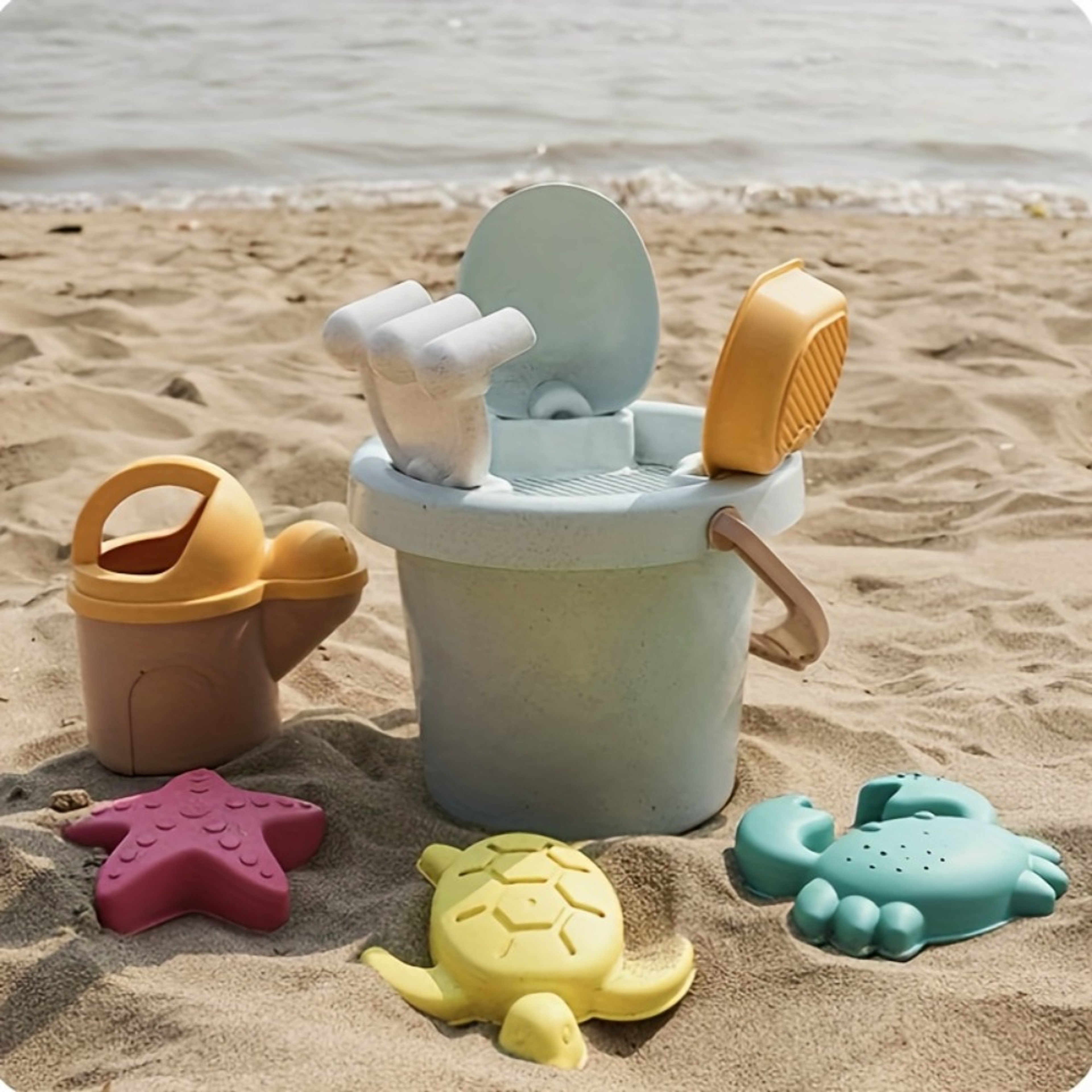Kids Beach Toy Set, Sea Creatures Sandbox Toys, Toddlers Sand Toys, Bucket Watering Shovel, Travel Outdoor Toy Kit for K – view 4