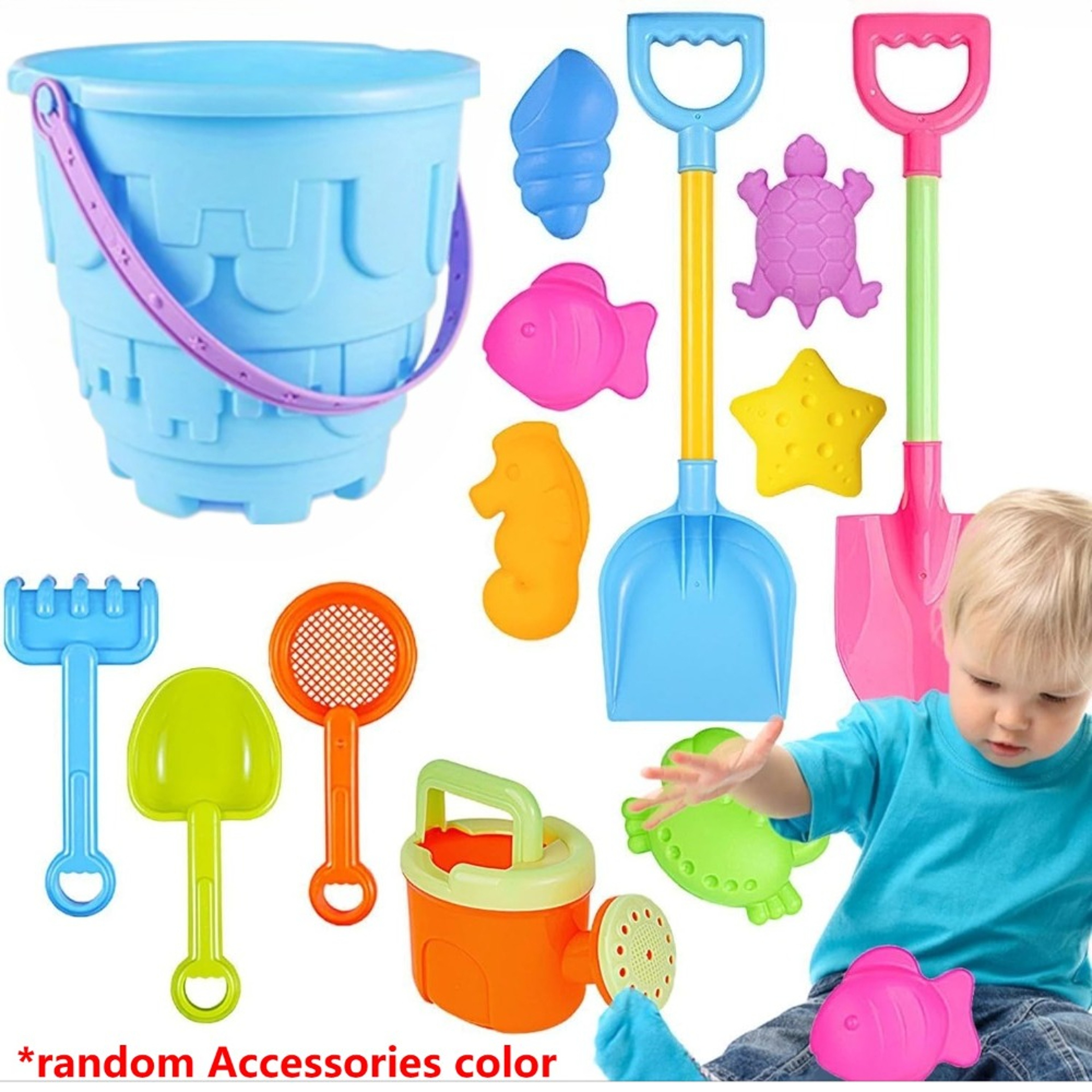 Sandcastle Sand Bucket Shovels For Toddlers Girls Beach Toys Set For Kids Animal Sand Molds Travel  0