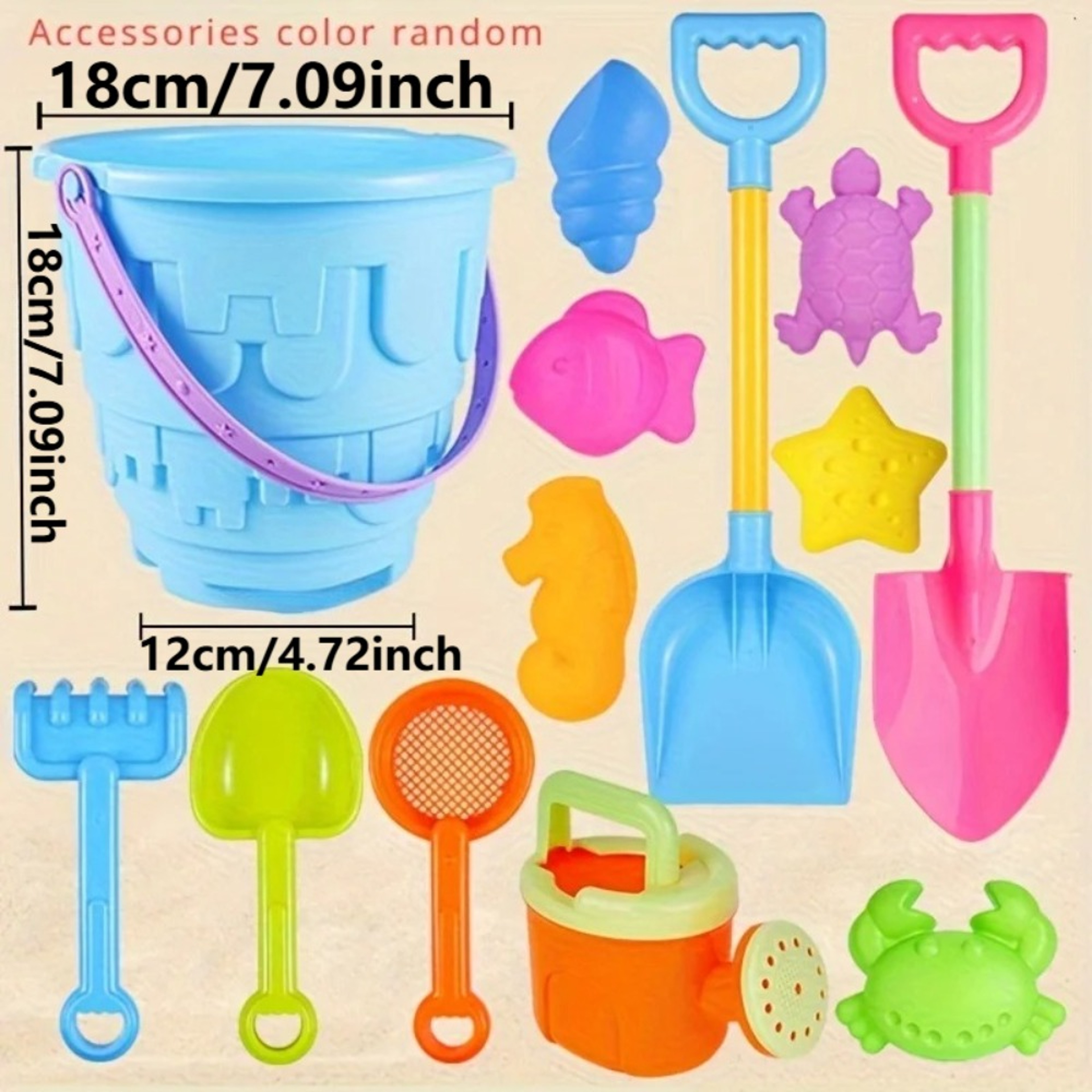 Sandcastle Sand Bucket Shovels For Toddlers Girls Beach Toys Set For Kids Animal Sand Molds Travel  1