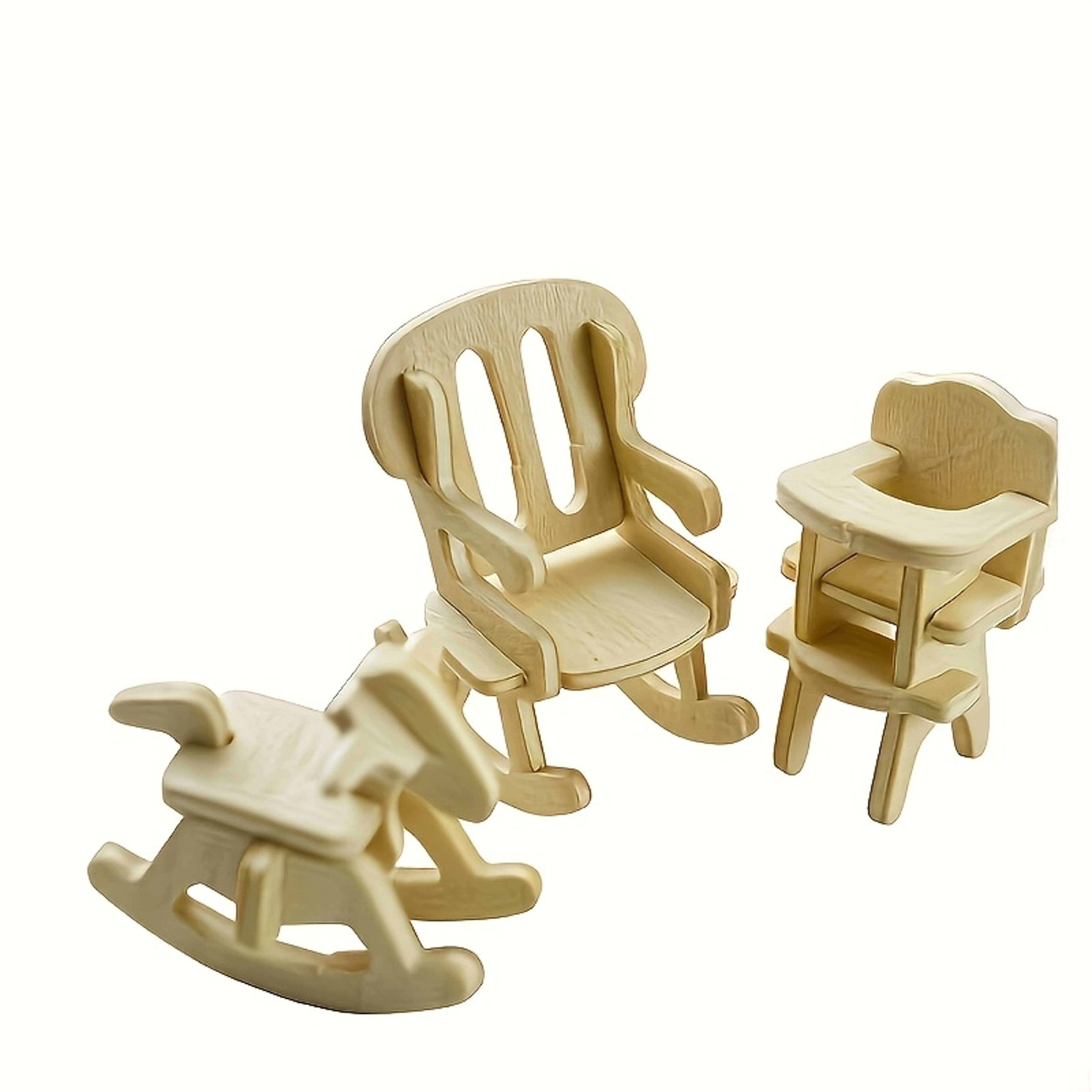 Natural Wood Mini House Furniture Collection Models DIY Wooden Dollhouse – view 5
