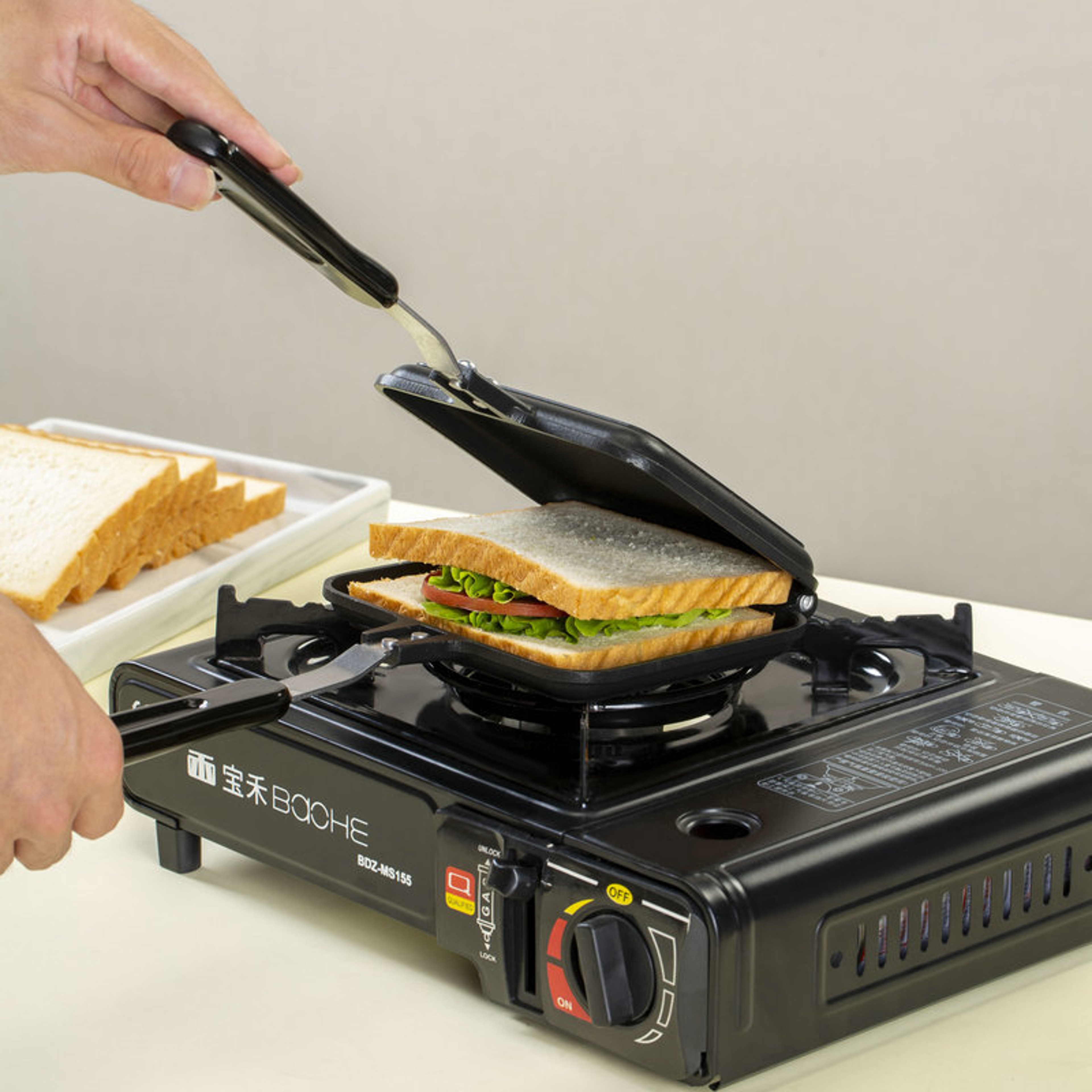 Non-Stick Sandwich Maker, Waffle Pancake Iron, Double-Sided Toast Machine, Barbecue Mold Grill Frying – view 2