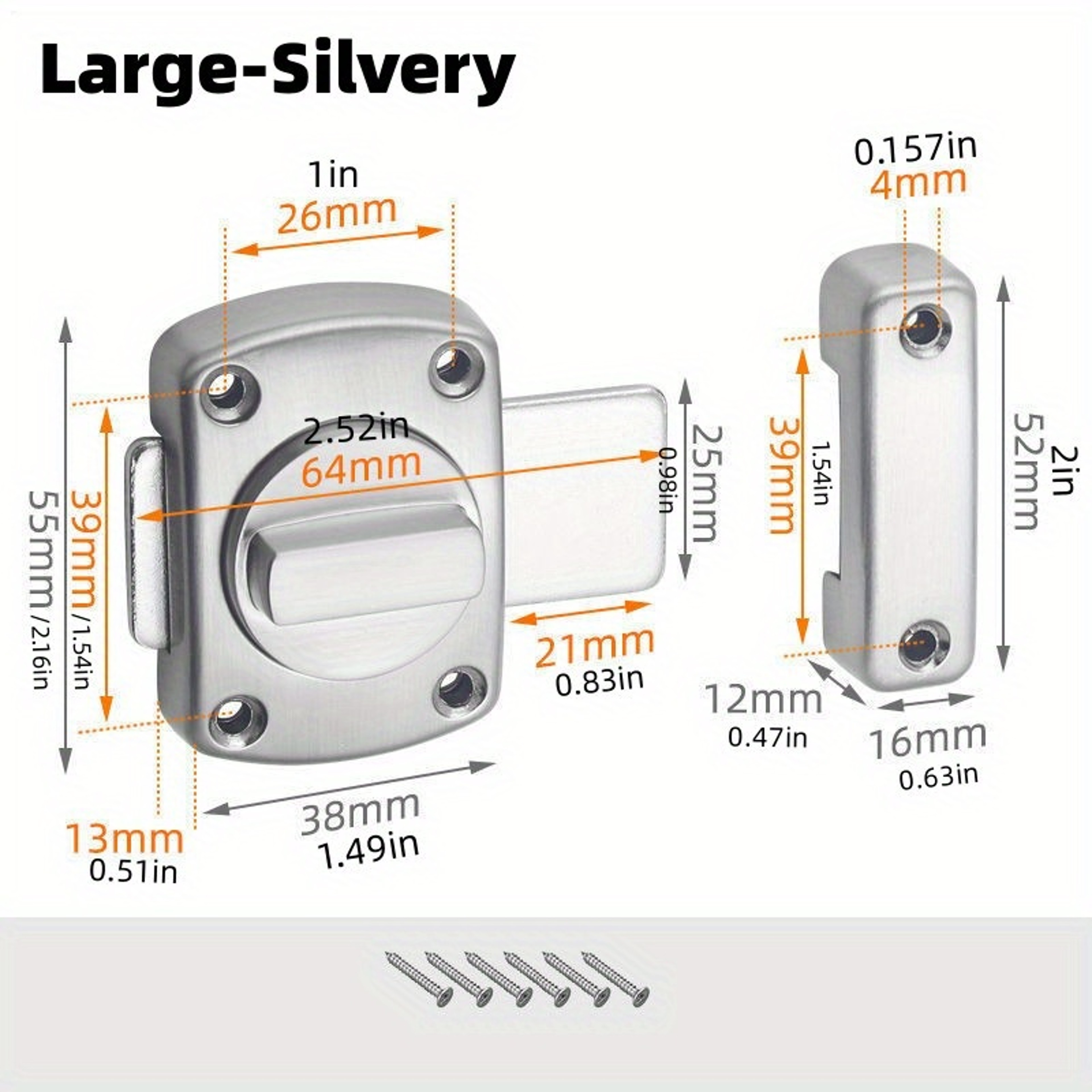 Double Sided Gate Hardware Safety Lock Gate Latch Slide Bolt 6