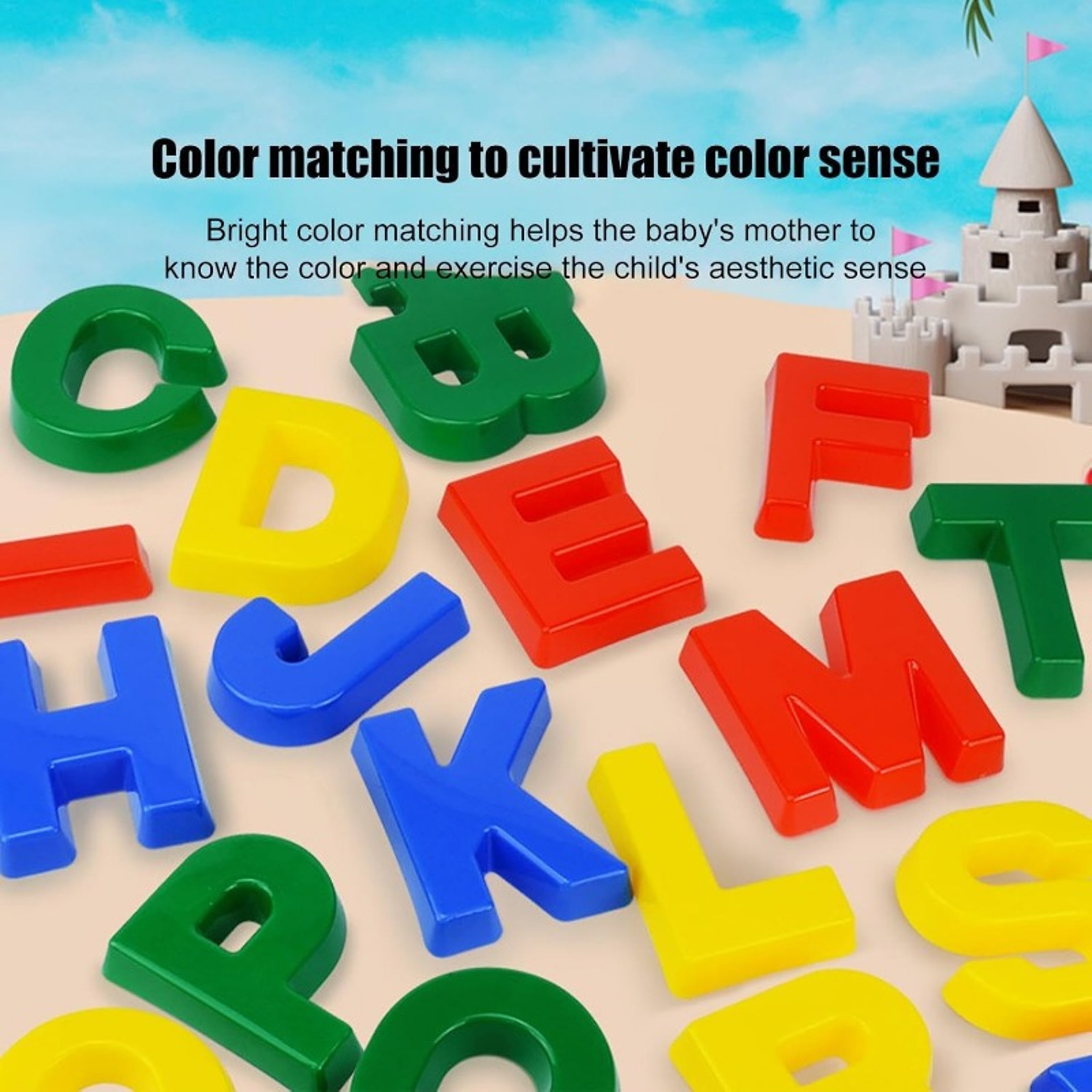 Montessori Toys for Toddlers, ABC Learning Alphabet Sand Mold Set, Uppercase Letters Beach Play Toy, Color Sorting Game – view 4