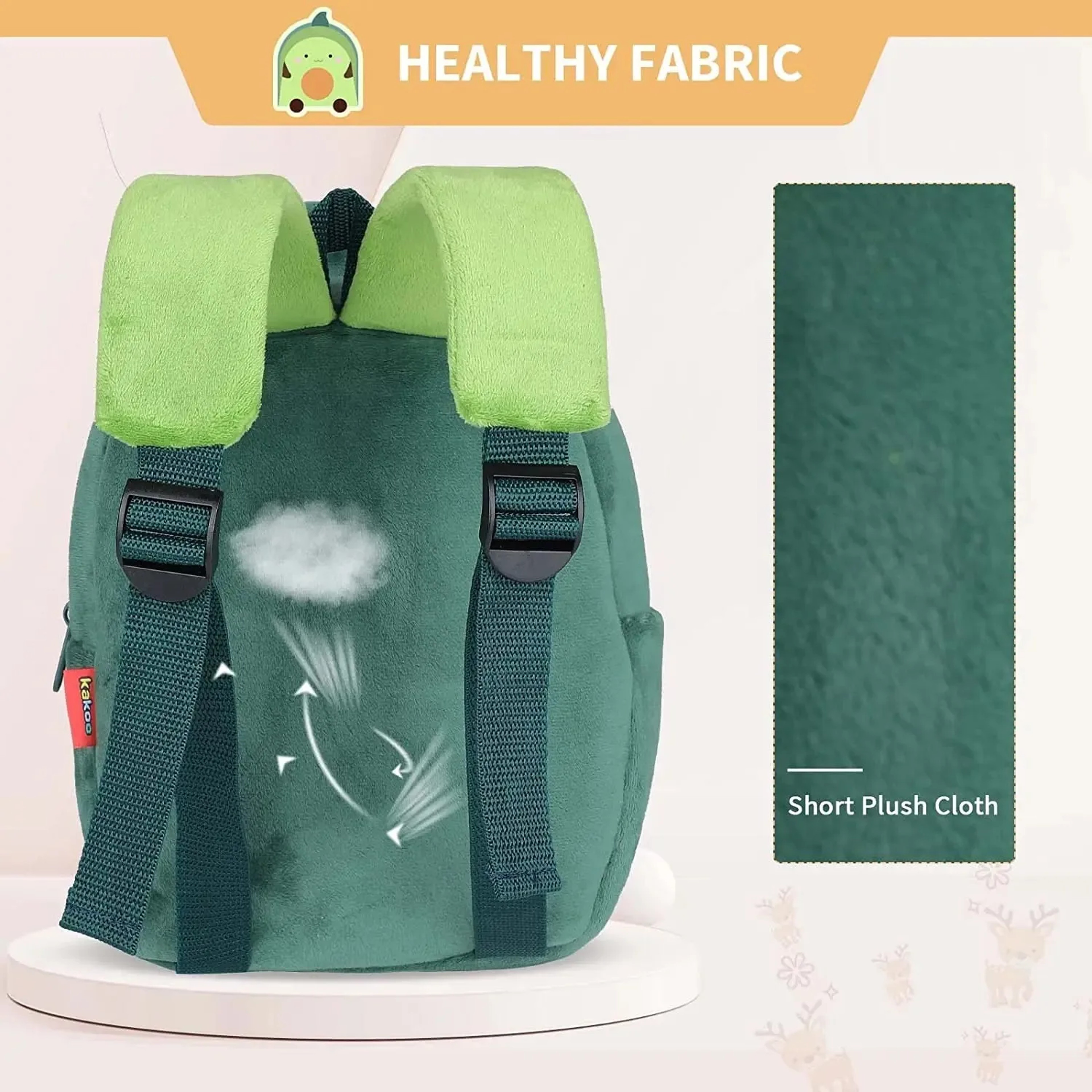 Mini Plushie Avocado Pumpkin Strawberry Backpack, Cute Cartoon Toddlers Schoolbag for Kids, Kindergarten Bookbag – view 3