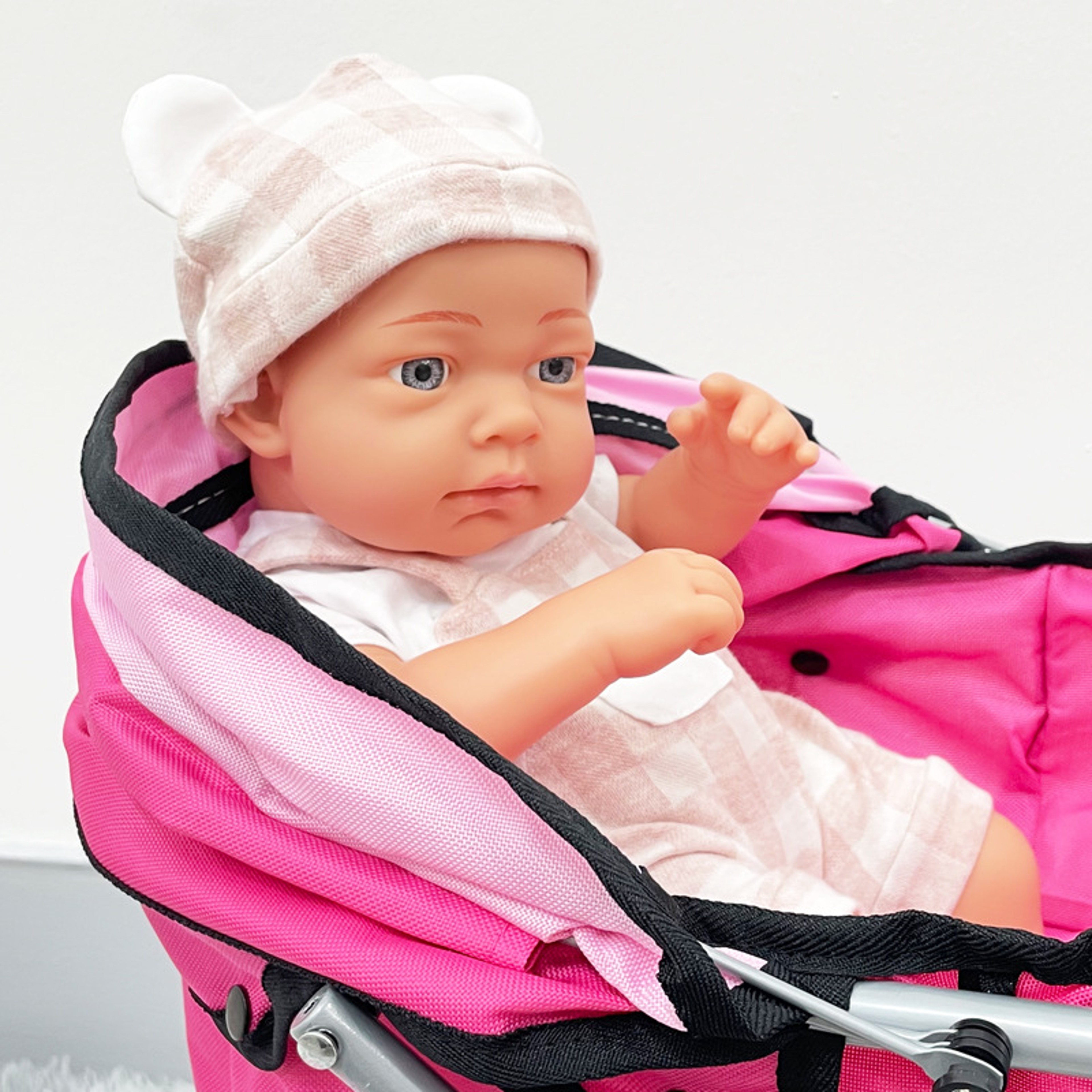 Folding Baby Doll Stroller, Role Play House Doll Accessories, Foldable Pram for Boys and Girls – view 4