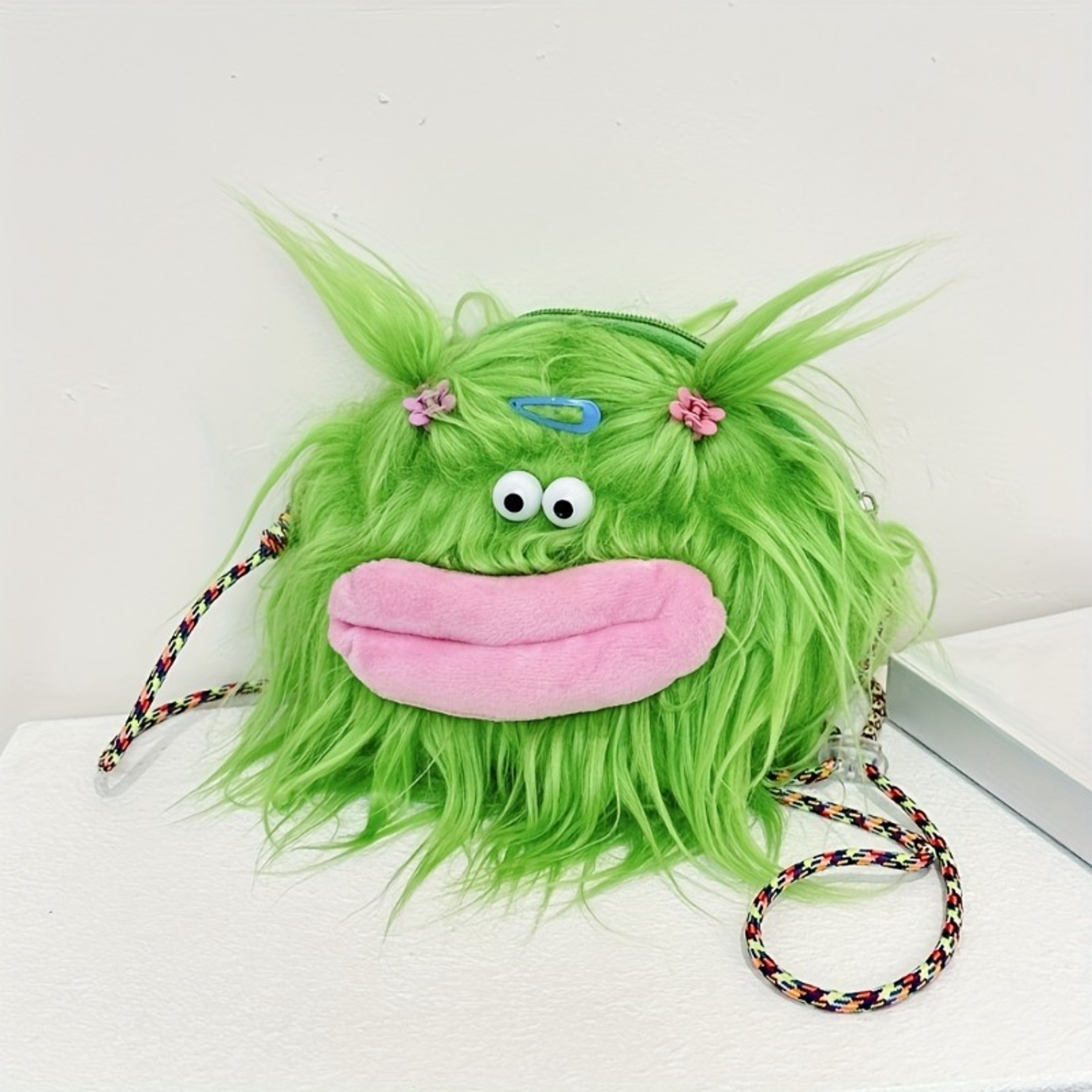 Cute Doll Personality Plush Toy, Fun Long Hair Braided Crossbody Bag, Funny Plush Shoulder Bag – view 2