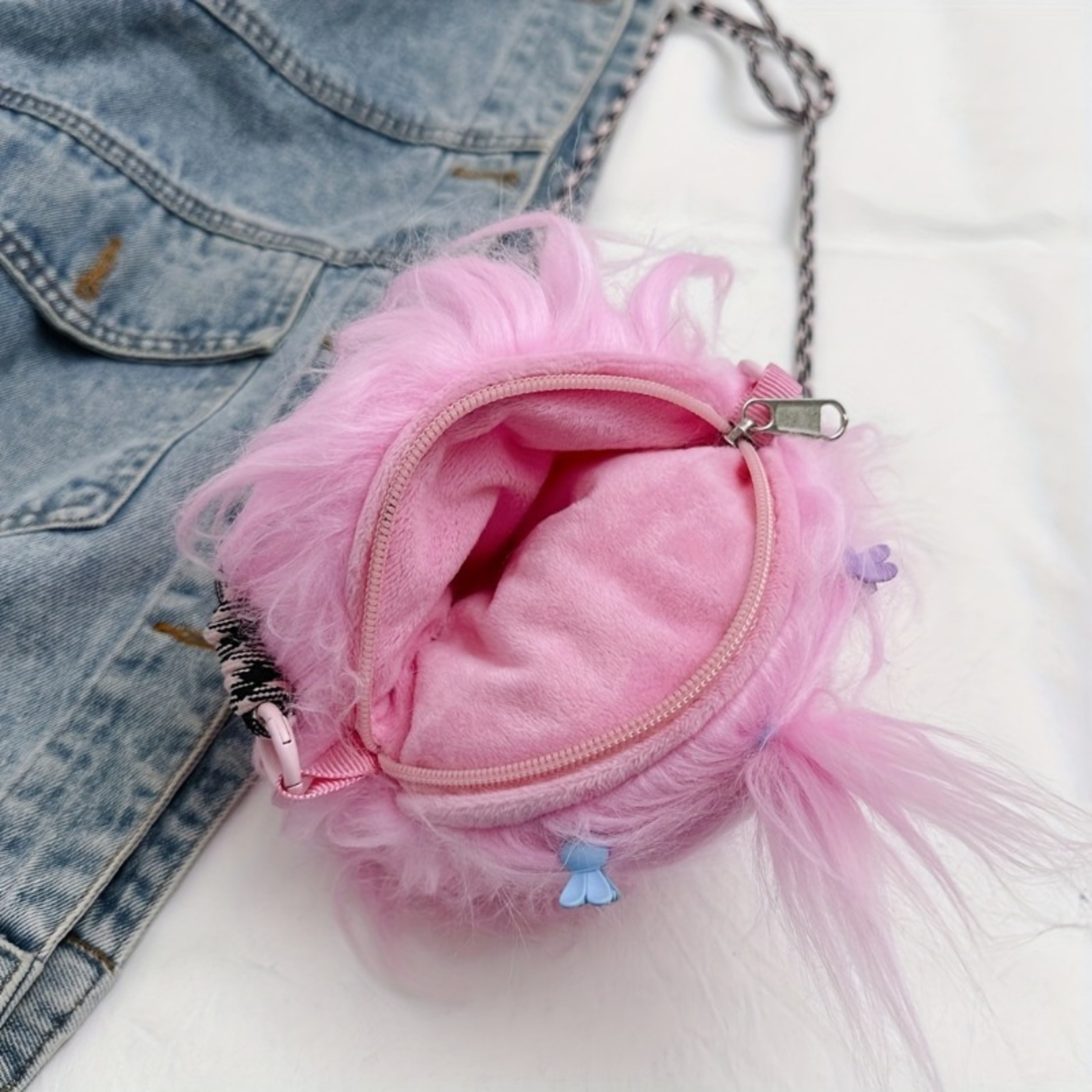Cute Doll Personality Plush Toy, Fun Long Hair Braided Crossbody Bag, Funny Plush Shoulder Bag – view 4