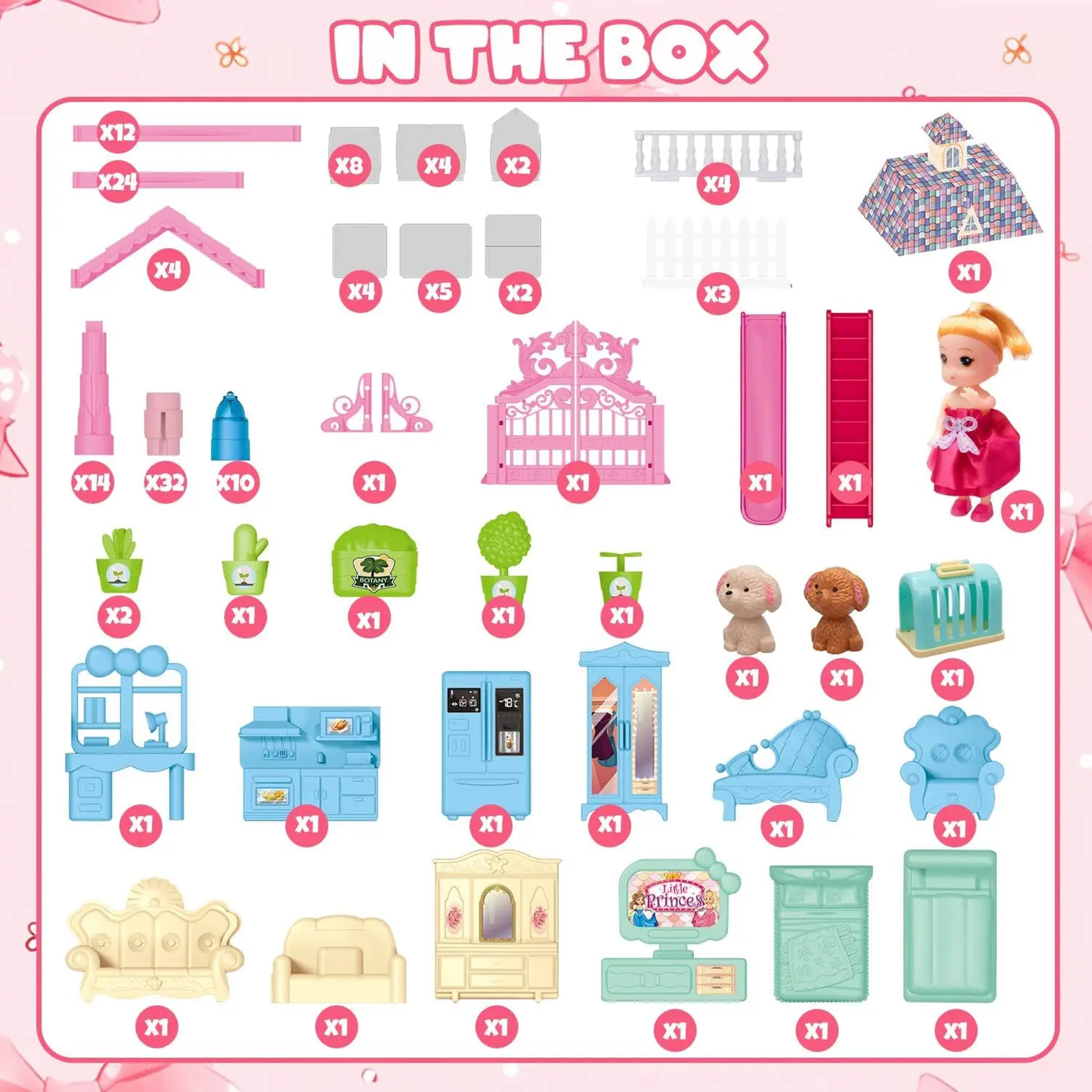 Princess Playhouse Set, Luminous Doll House Dreamhouse for Girls with Dolls, Furniture & Pretend Play Accessories – view 6