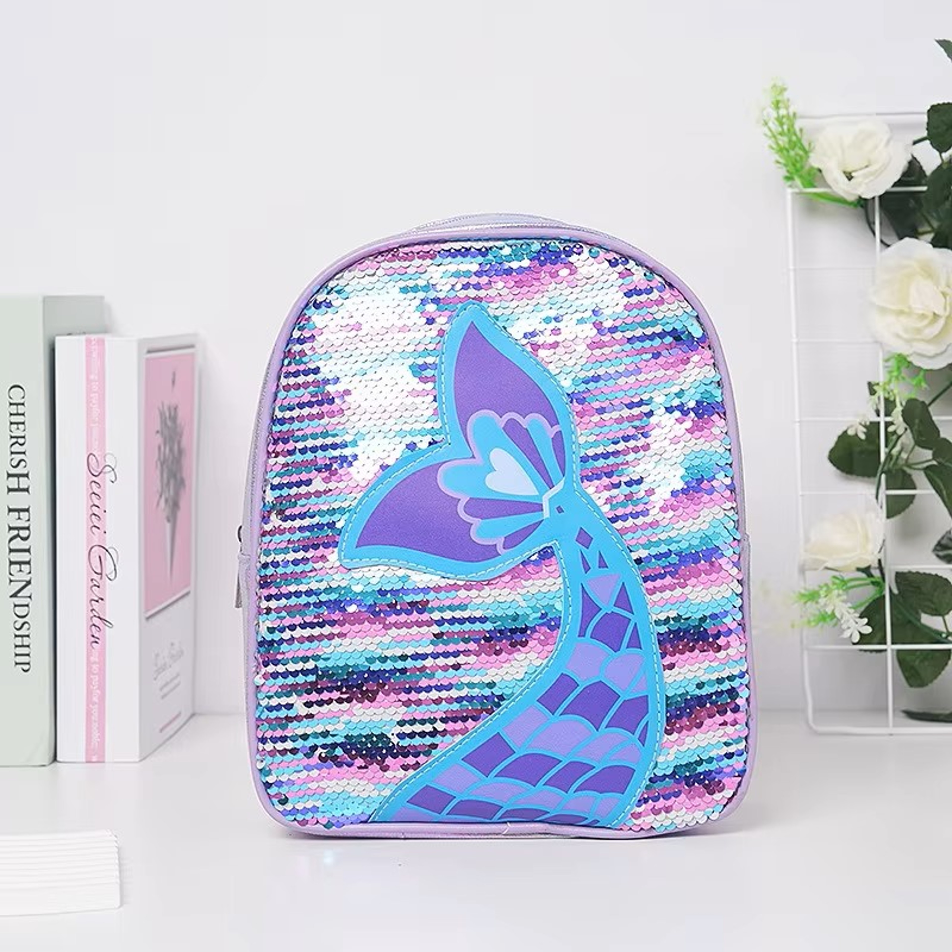 Girls Cartoon Unicorn Sequin Schoolbag, Transparent Butterfly Wings Backpack for Toddlers, Waterproof Bookbag – view 7