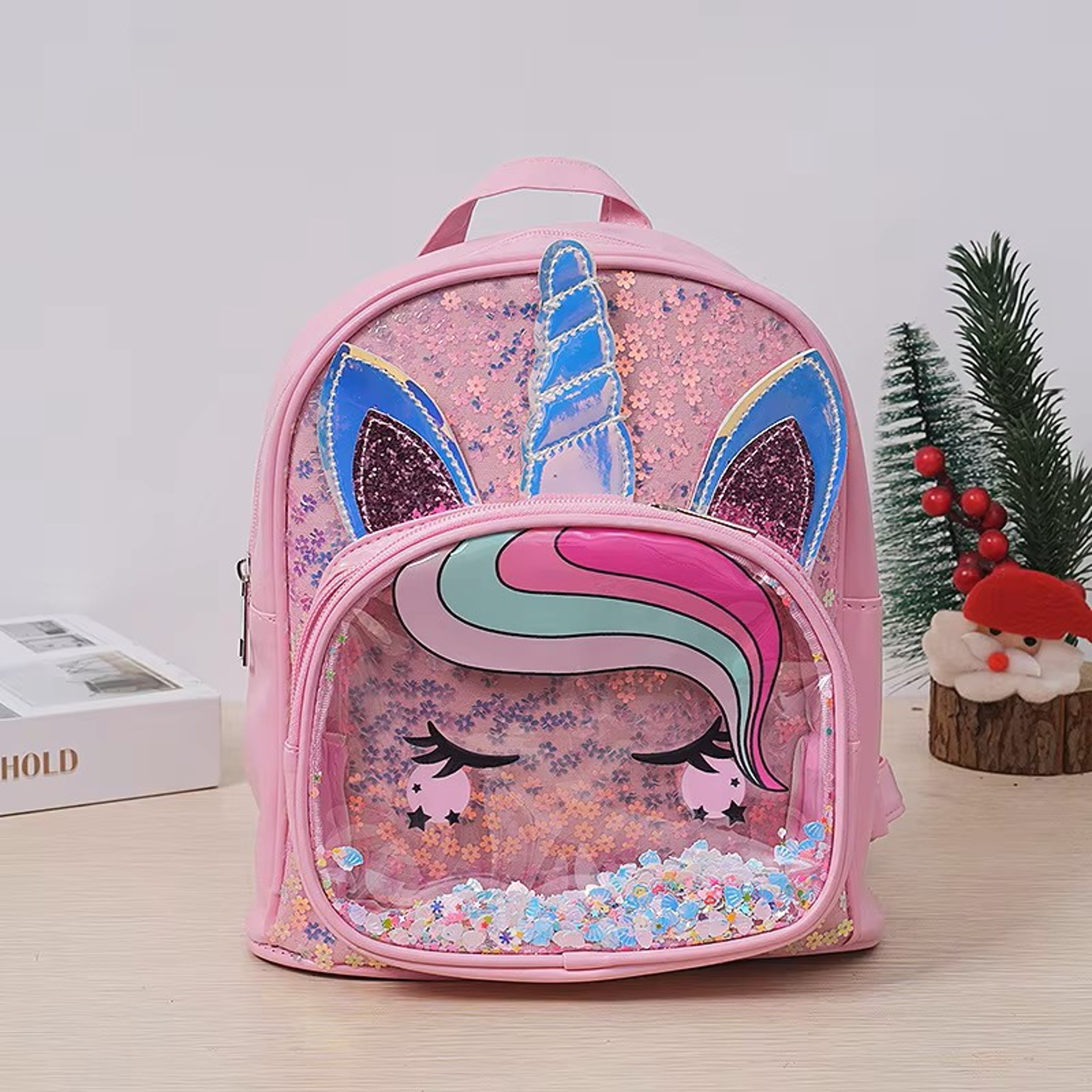 Girls Cartoon Unicorn Sequin Schoolbag, Transparent Butterfly Wings Backpack for Toddlers, Waterproof Bookbag – view 8