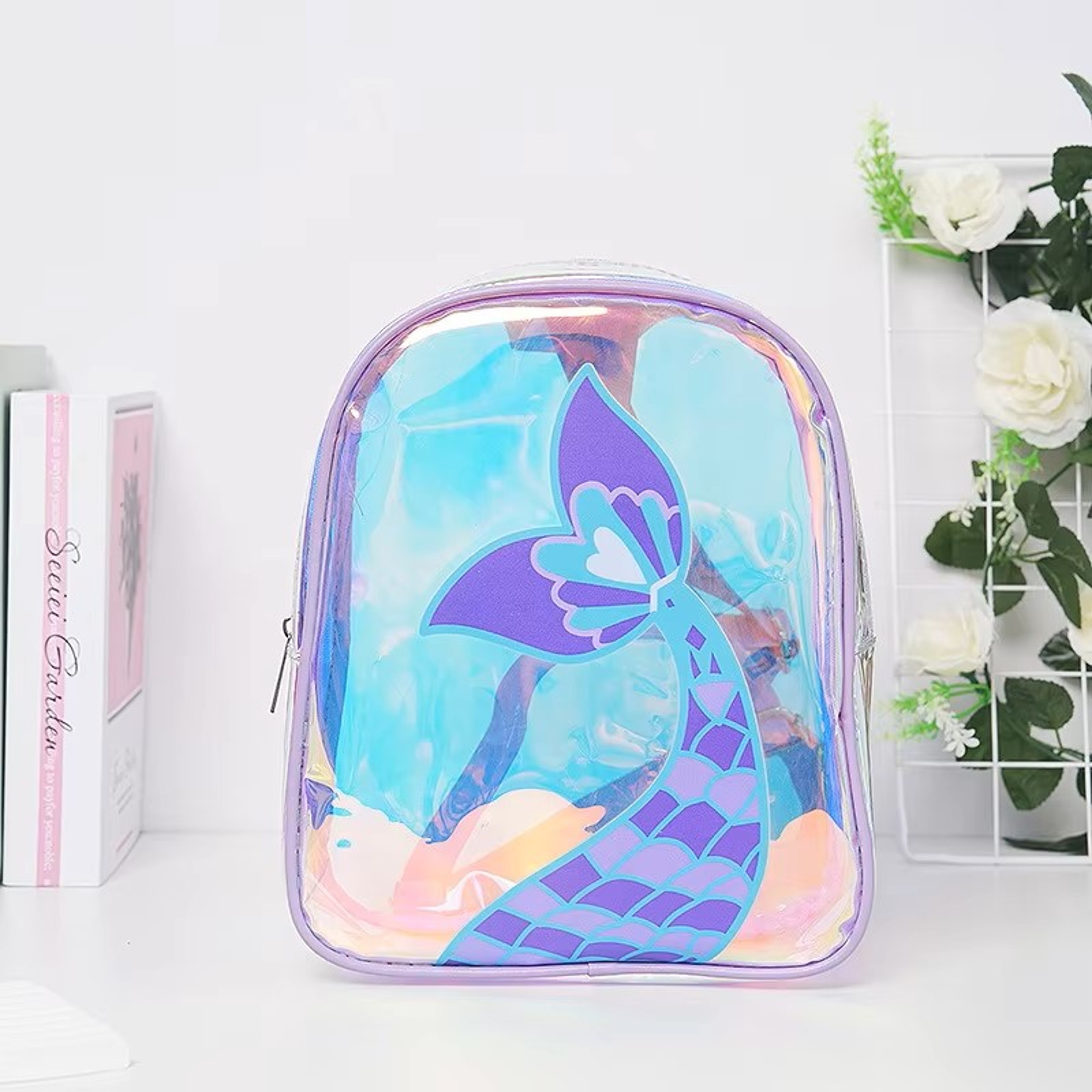 Girls Cartoon Unicorn Sequin Schoolbag, Transparent Butterfly Wings Backpack for Toddlers, Waterproof Bookbag – view 10