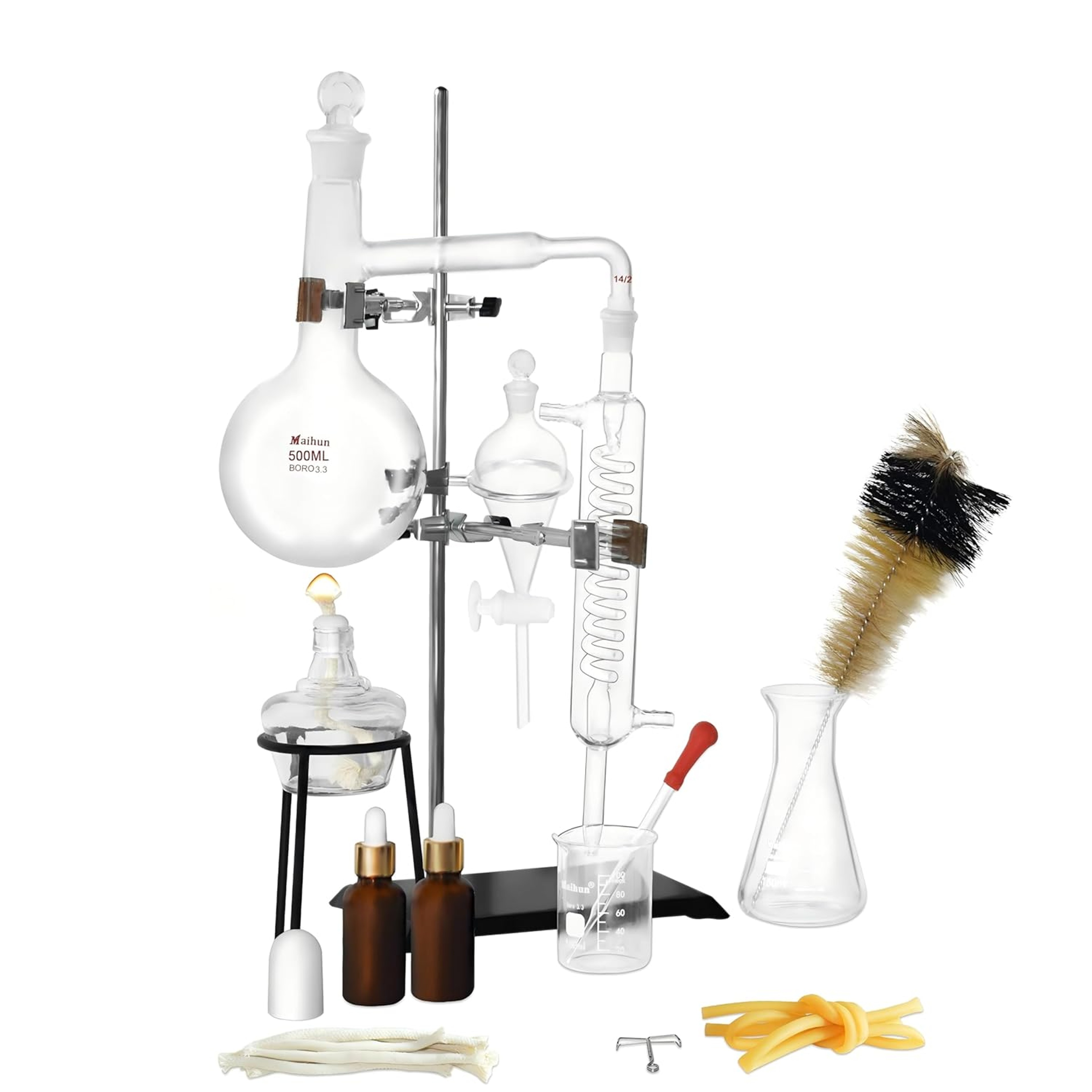 Glass Distillation Apparatus Set, Home Distiller for Moonshine, Alcohol Distiller Chemistry Lab Kit – view 2