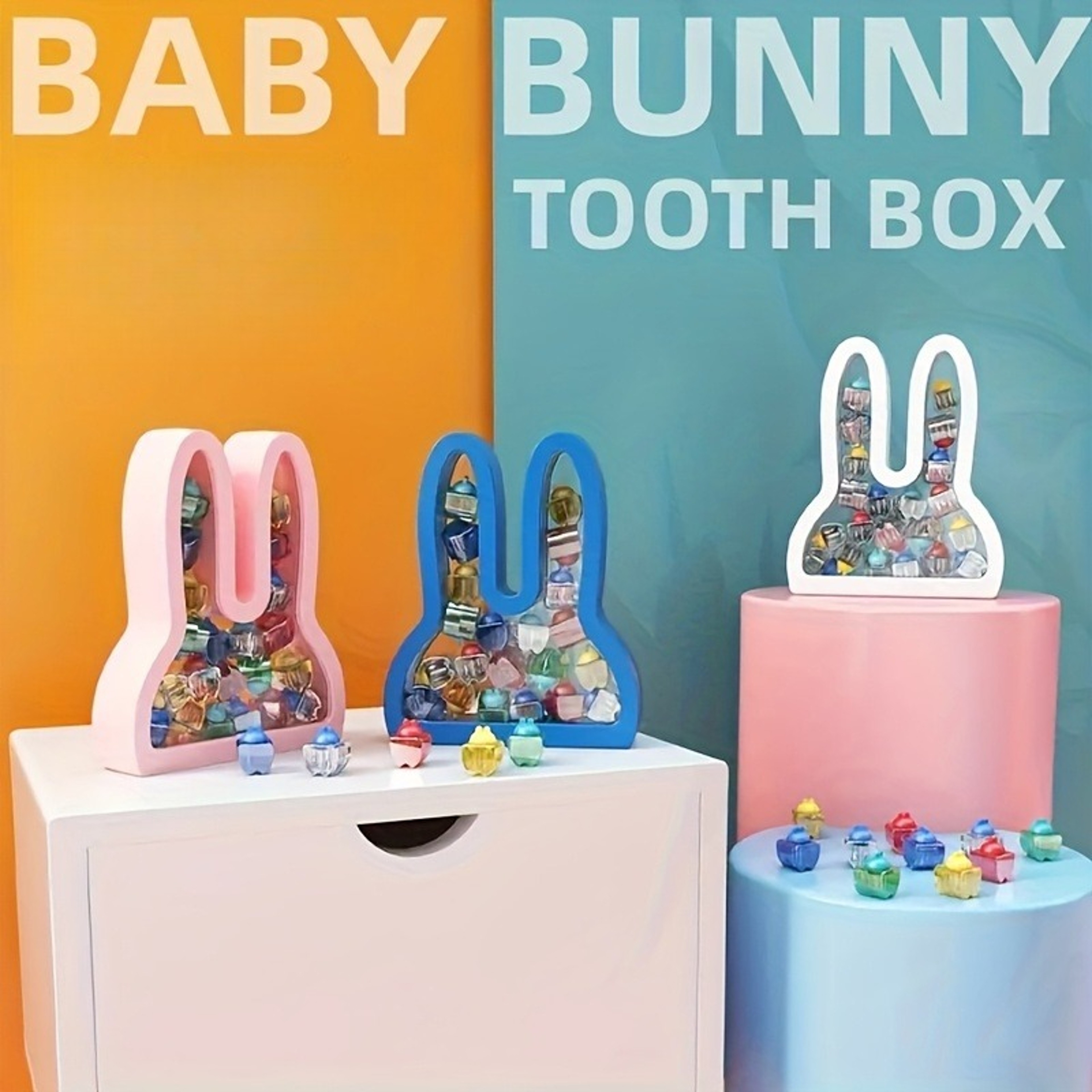 Rabbit Shape Baby Tooth Keepsake Box, Bunny Ear Holder, Lost Teeth Storage Box for Newborns – view 1