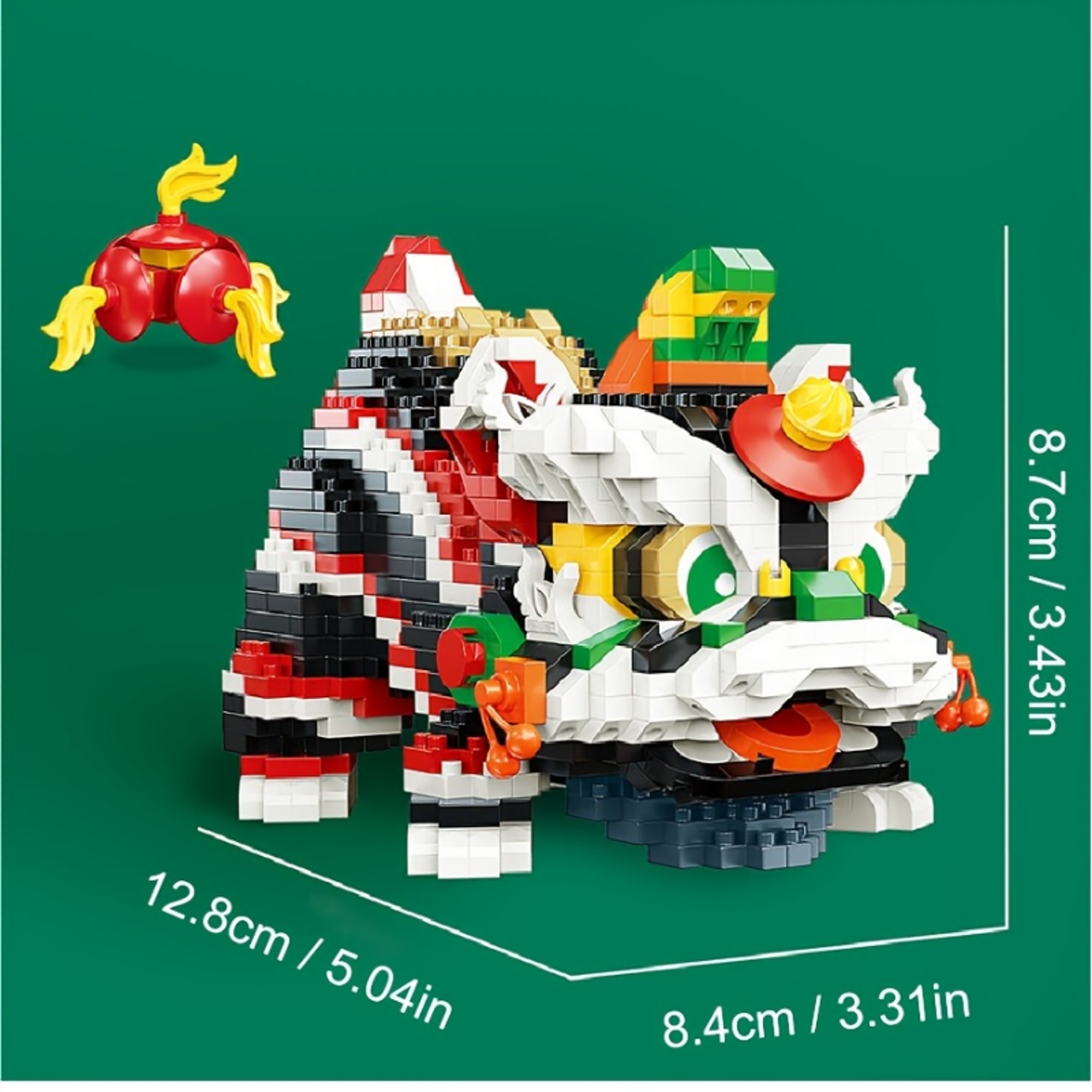 Chinese Style Lion Dance Ornaments Toy, Creative Building Blocks Small Particle Assembled Toys – view 6