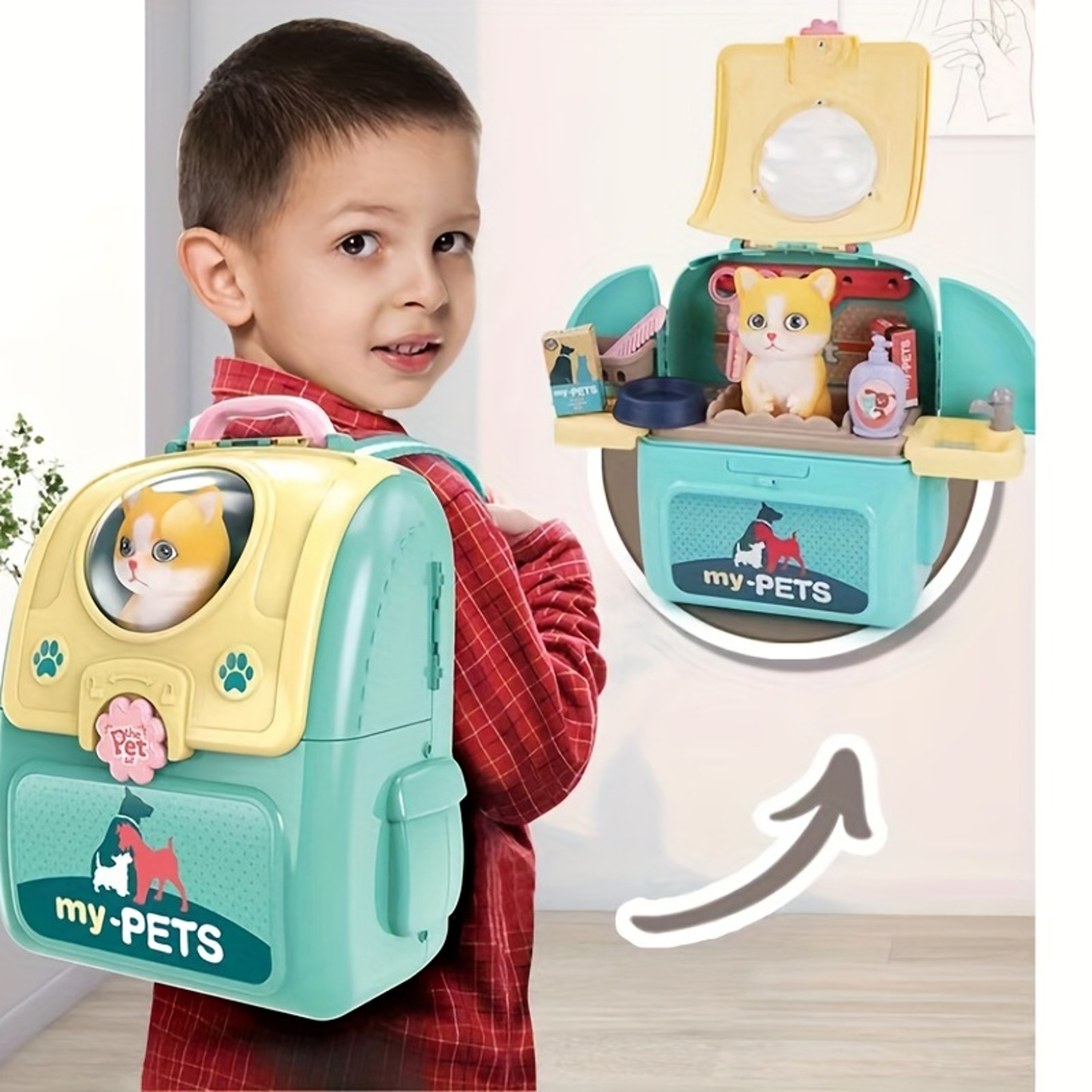 Doctor Pretend Play Pet Care Set, Vet Dog Grooming Toys, Puppy Dog Carrier Kit for Kids – view 2