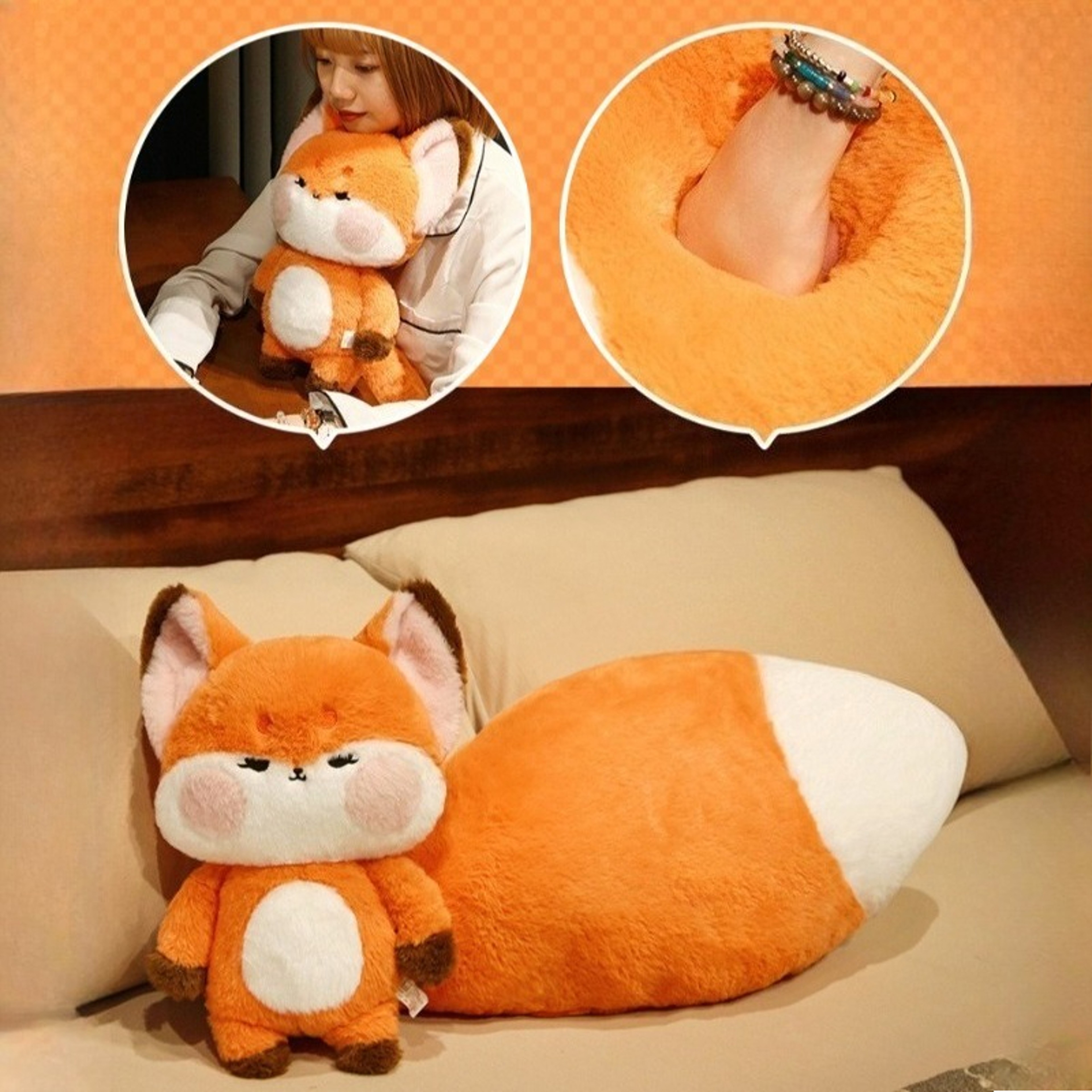 Soft Fox Plush Toy Doll with Big Tail, Stuffed Animal for Kids, Boys, Girls, Adults, Birthday Gift Plush Pillow – view 4