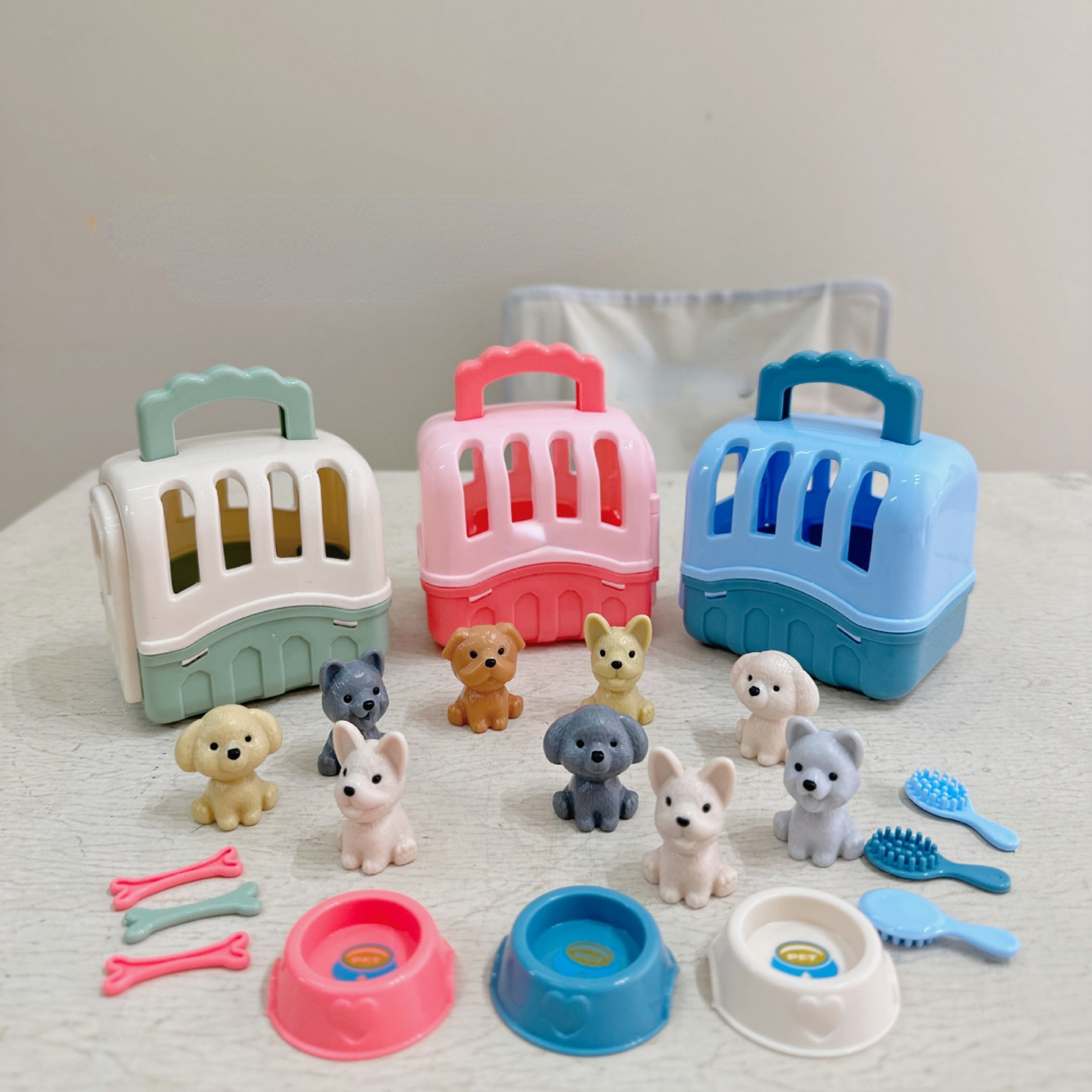 Dog Grooming Toys with Puppy Carrier, Pet Care Play Set for Toddler Kids, Educational Toys for Mini Dolls – view 3