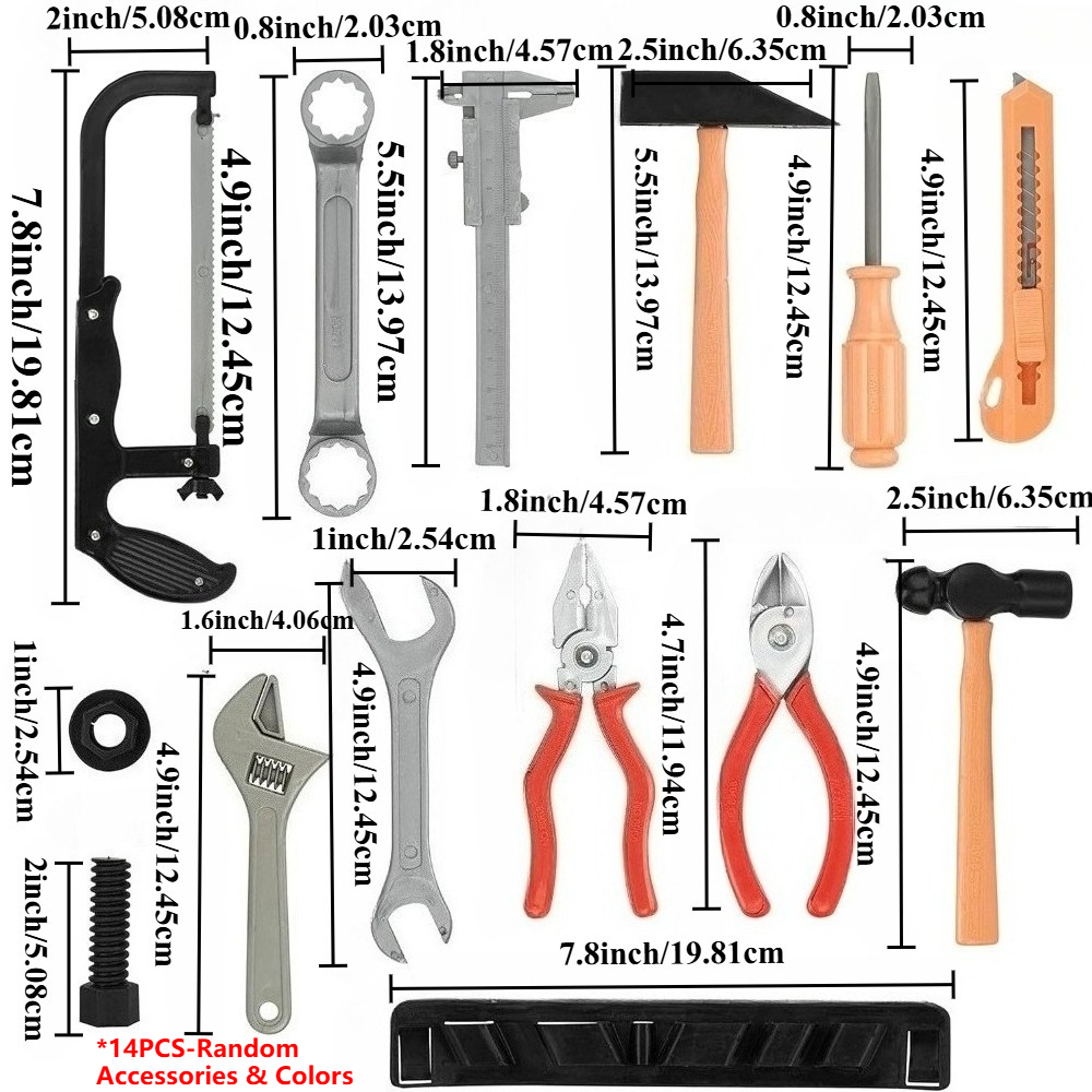 Kids Toys Repair Tools Set for Boy, Safe Plastic Maintenance Tools, Pretend Play Toy with Hammer, Screwdriver, Tongs – view 2