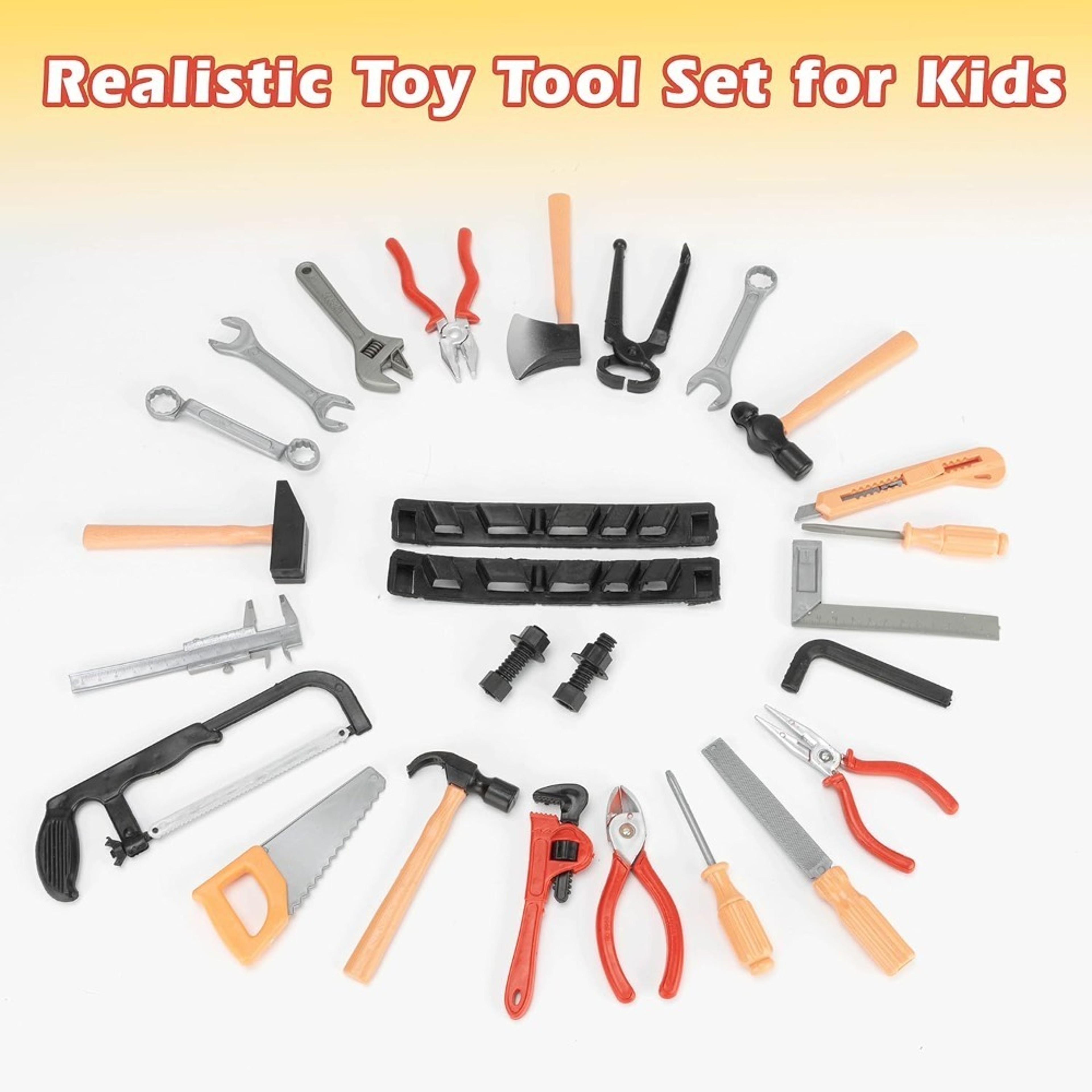 Kids Toys Repair Tools Set for Boy, Safe Plastic Maintenance Tools, Pretend Play Toy with Hammer, Screwdriver, Tongs – view 3