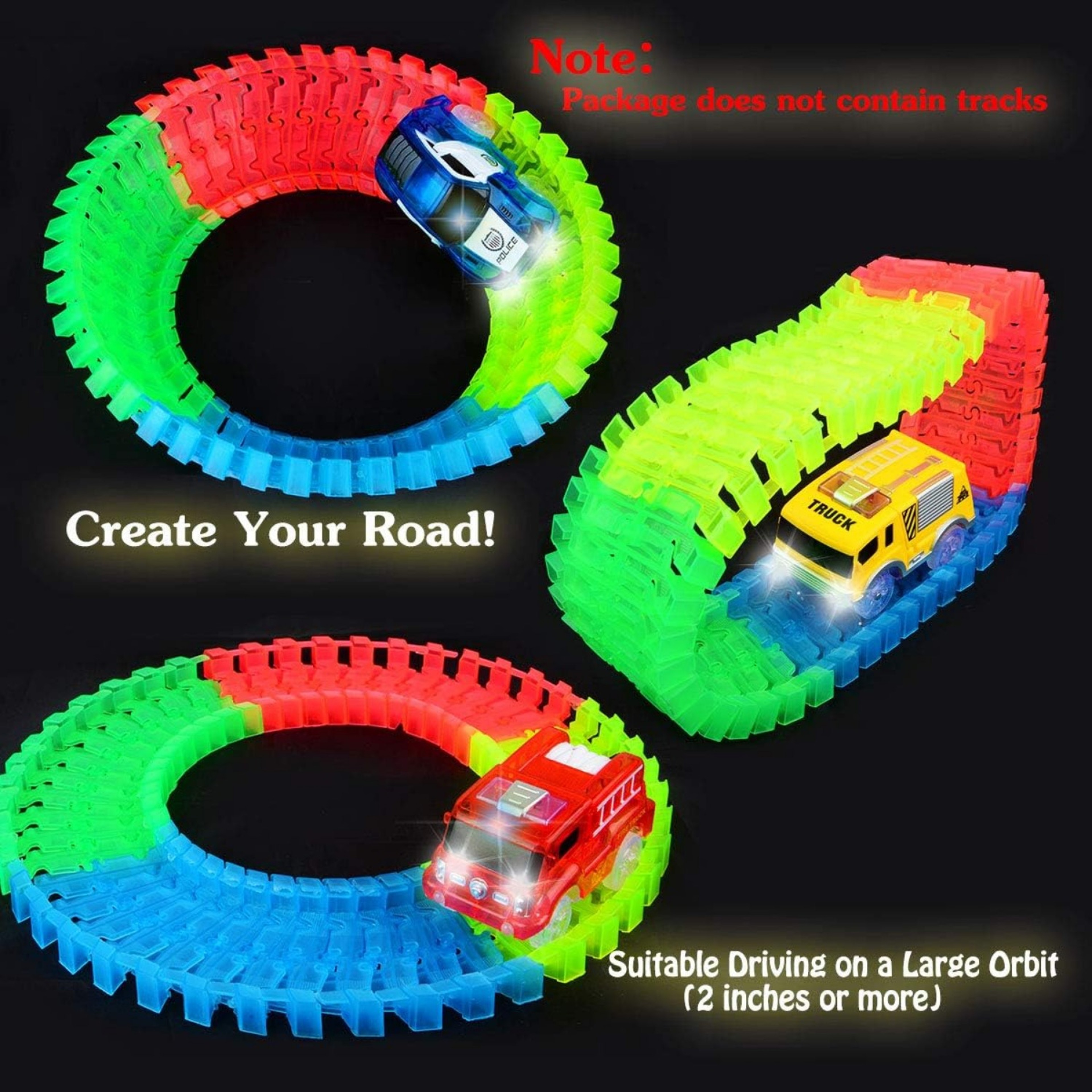 Tracks Cars Only Replacement Flex Race Cars Magic Tracks LED Lights Up For Kids Glow In The Dark Ca 4