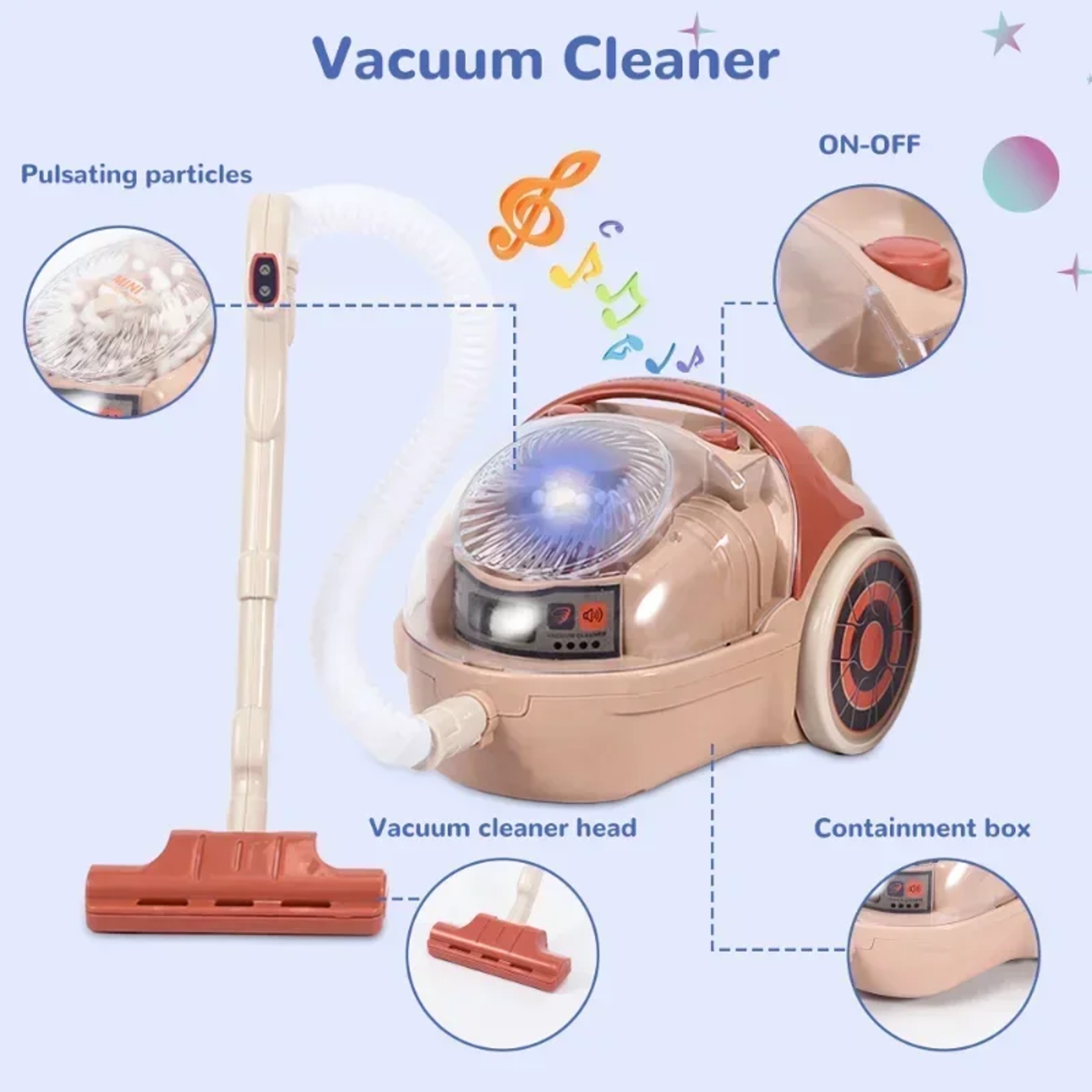 Pretend Play Kitchen Accessories for Kids with Blender, Toaster, Coffee Maker, Mixer, Vacuum with Lights & Sounds – view 3