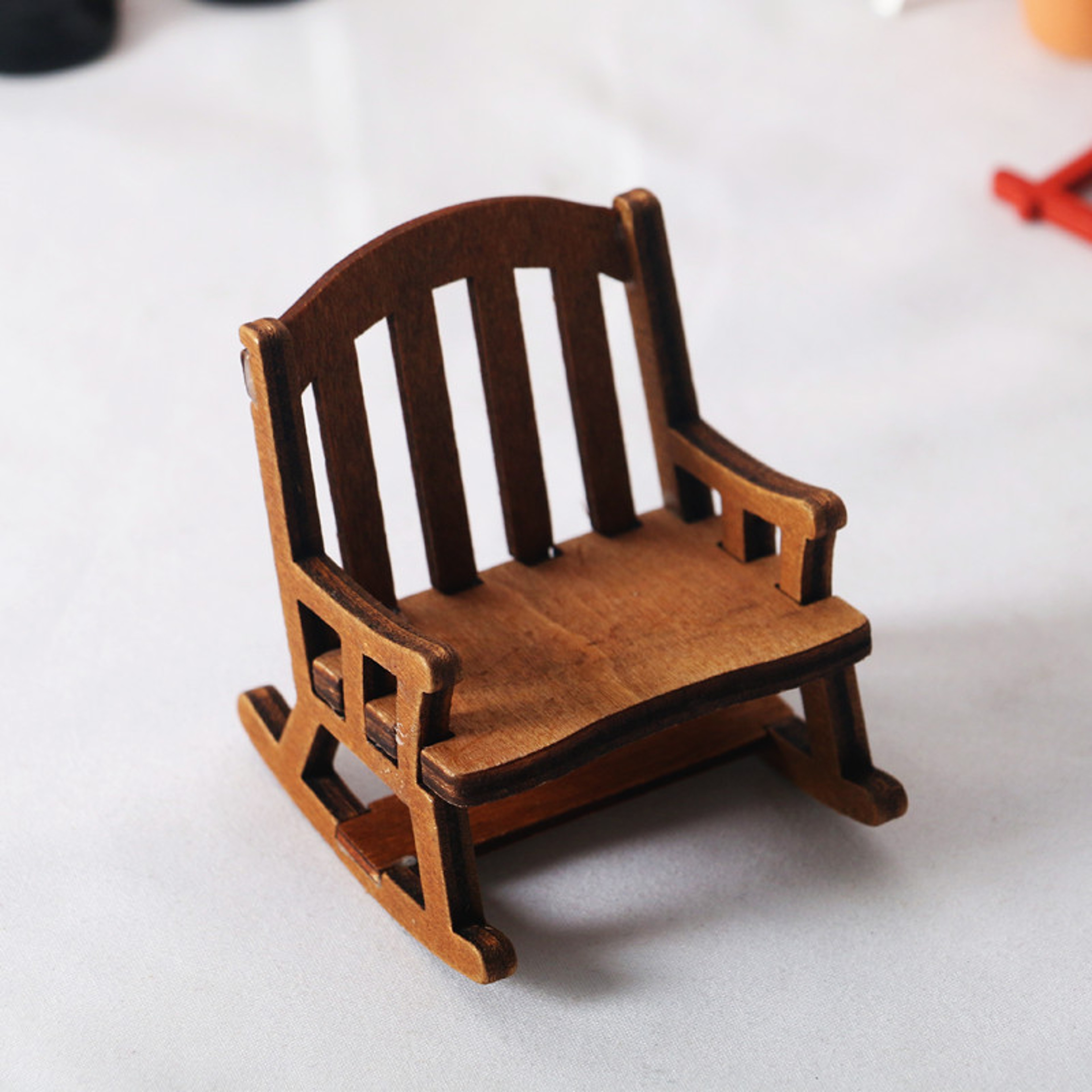 Tiny Mini Swing Rocking Chair Model Toys Decor Scale Wooden – view 7